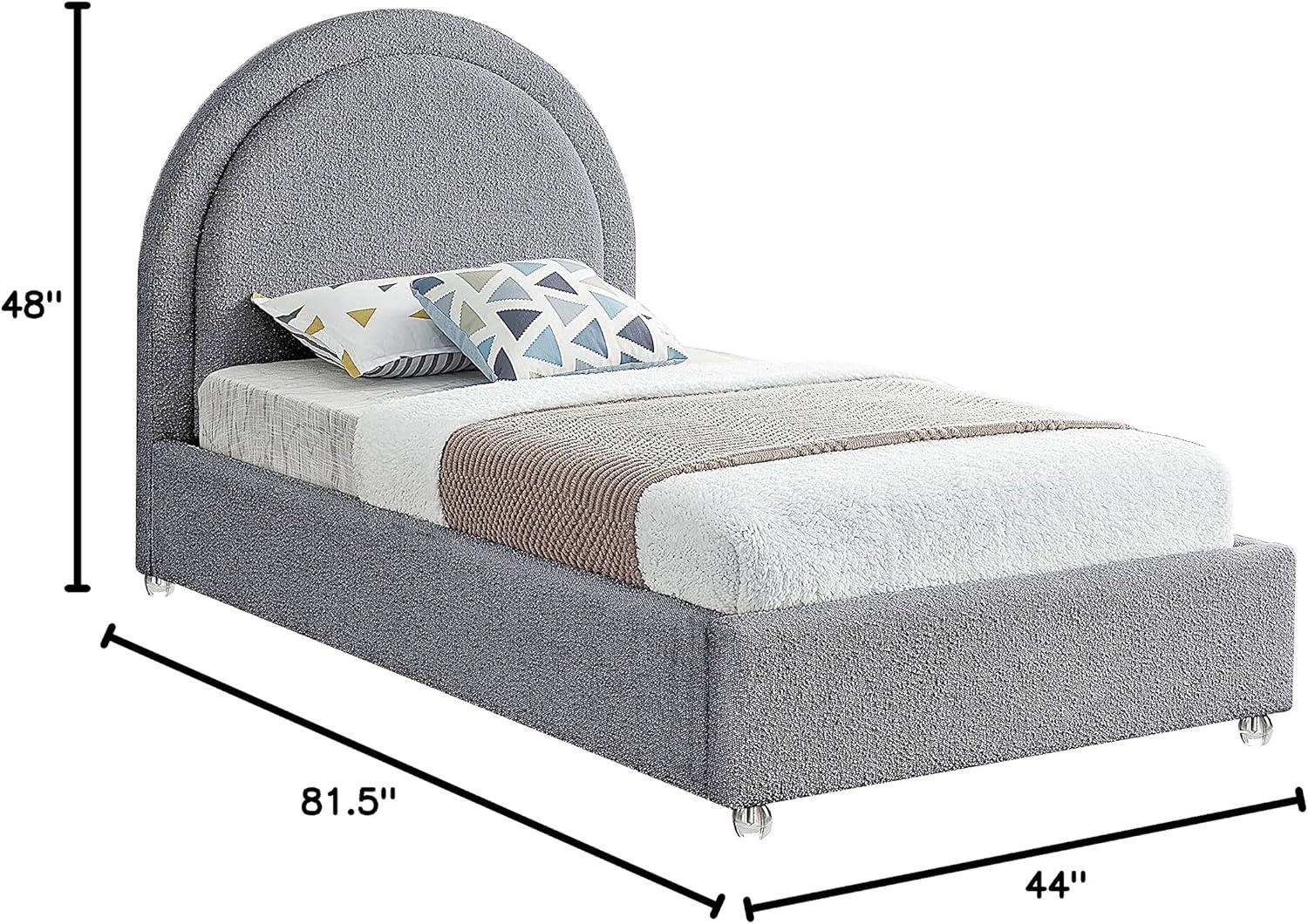 Meridian Furniture Milo Grey Fabric Twin Bed