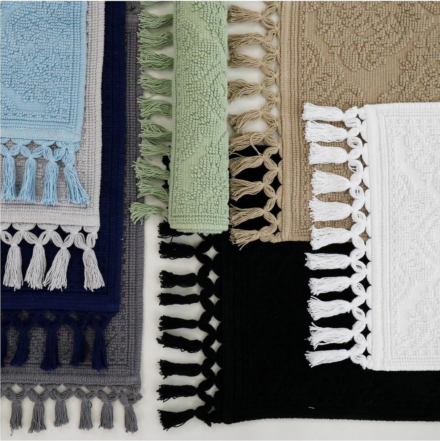 Jean Pierre Ricardo Cotton Fringe 2-Piece Bath Rug Set, White
