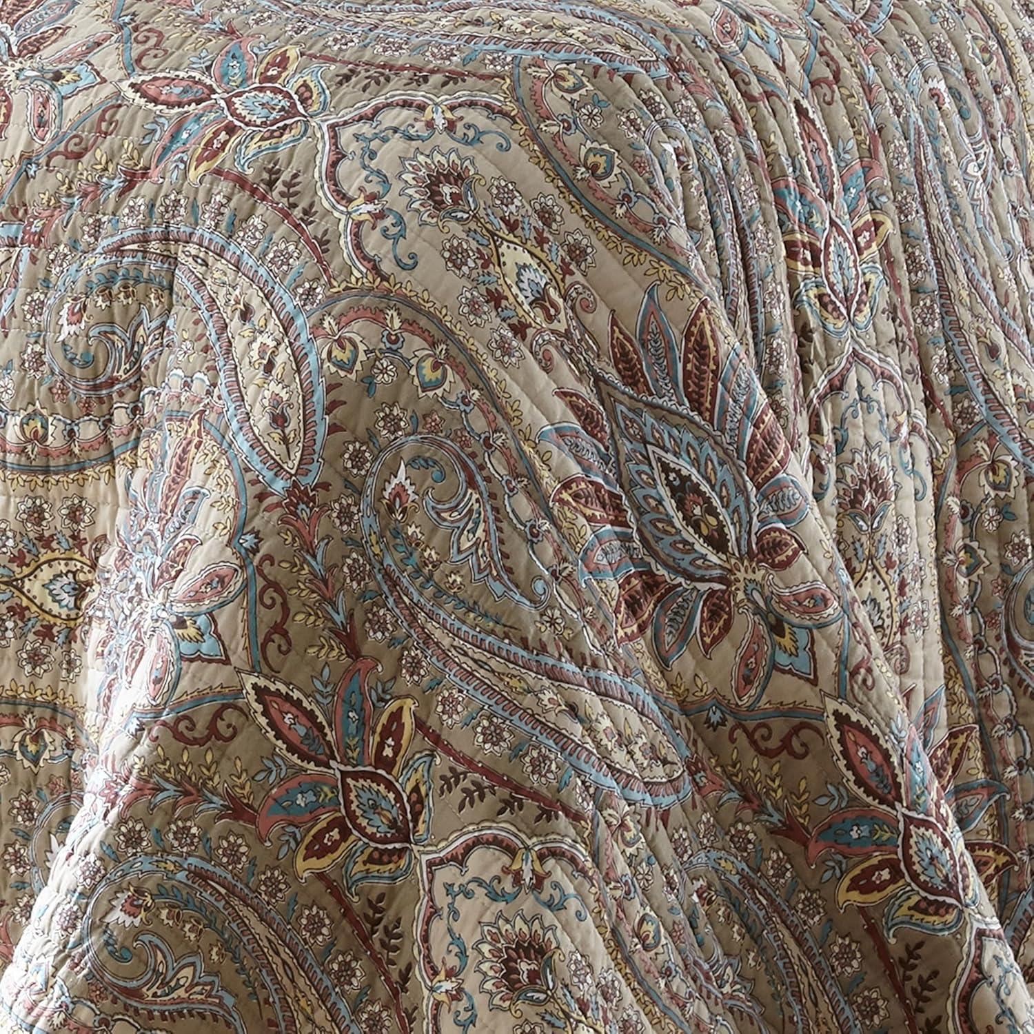 Kasey Paisley Quilt Set - Full/Queen Quilt and Two Standard Shams Brown - Levtex Home