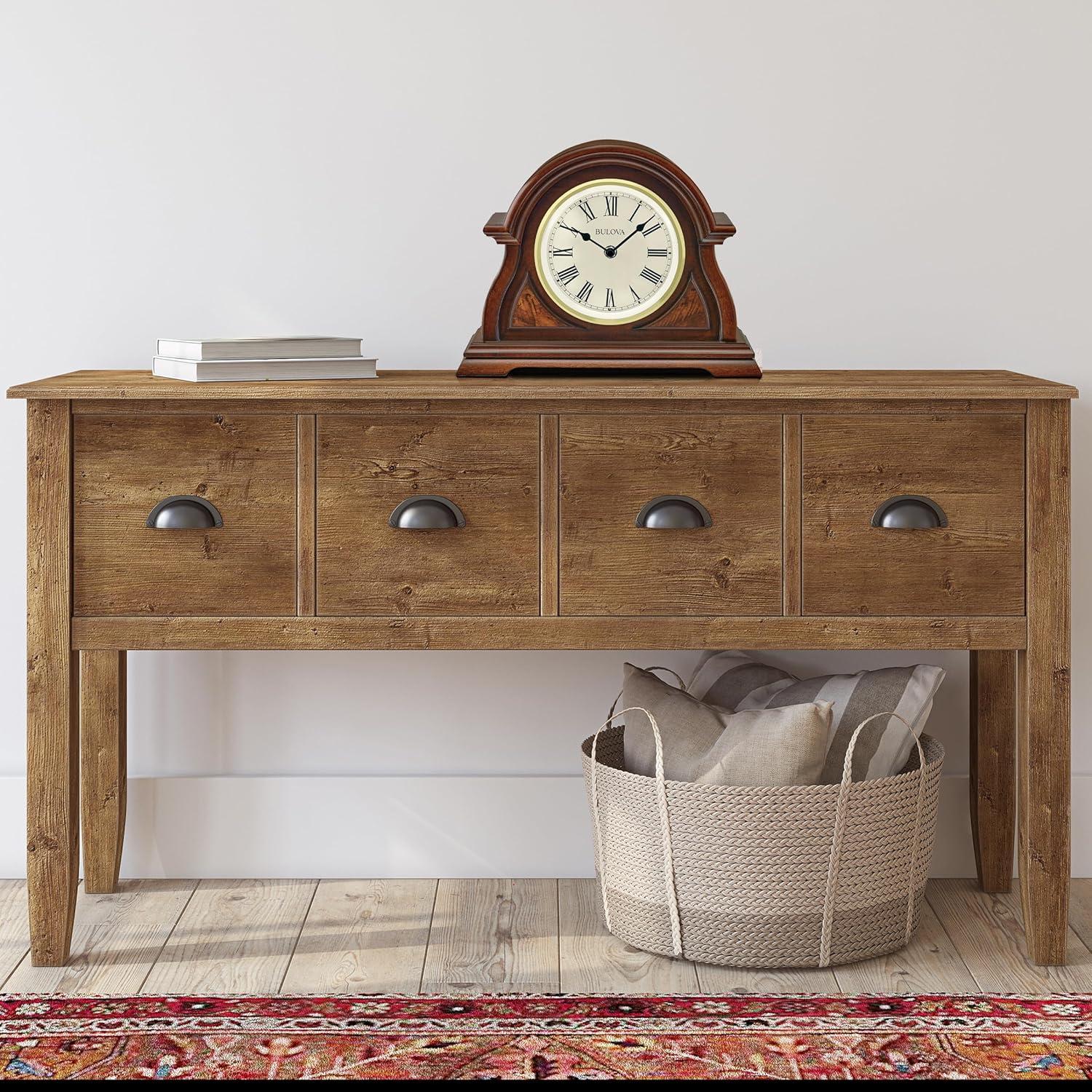 Cherry Wood Analog Mantel Clock with Brass Bezel