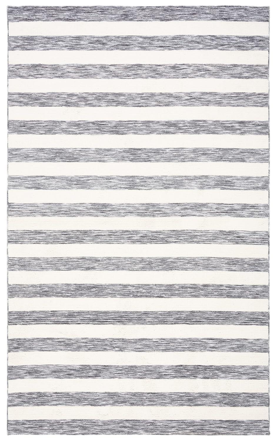 SAFAVIEH Easy Care Fergal Stripe Area Rug, 5' x 8', Dark Grey/Ivory