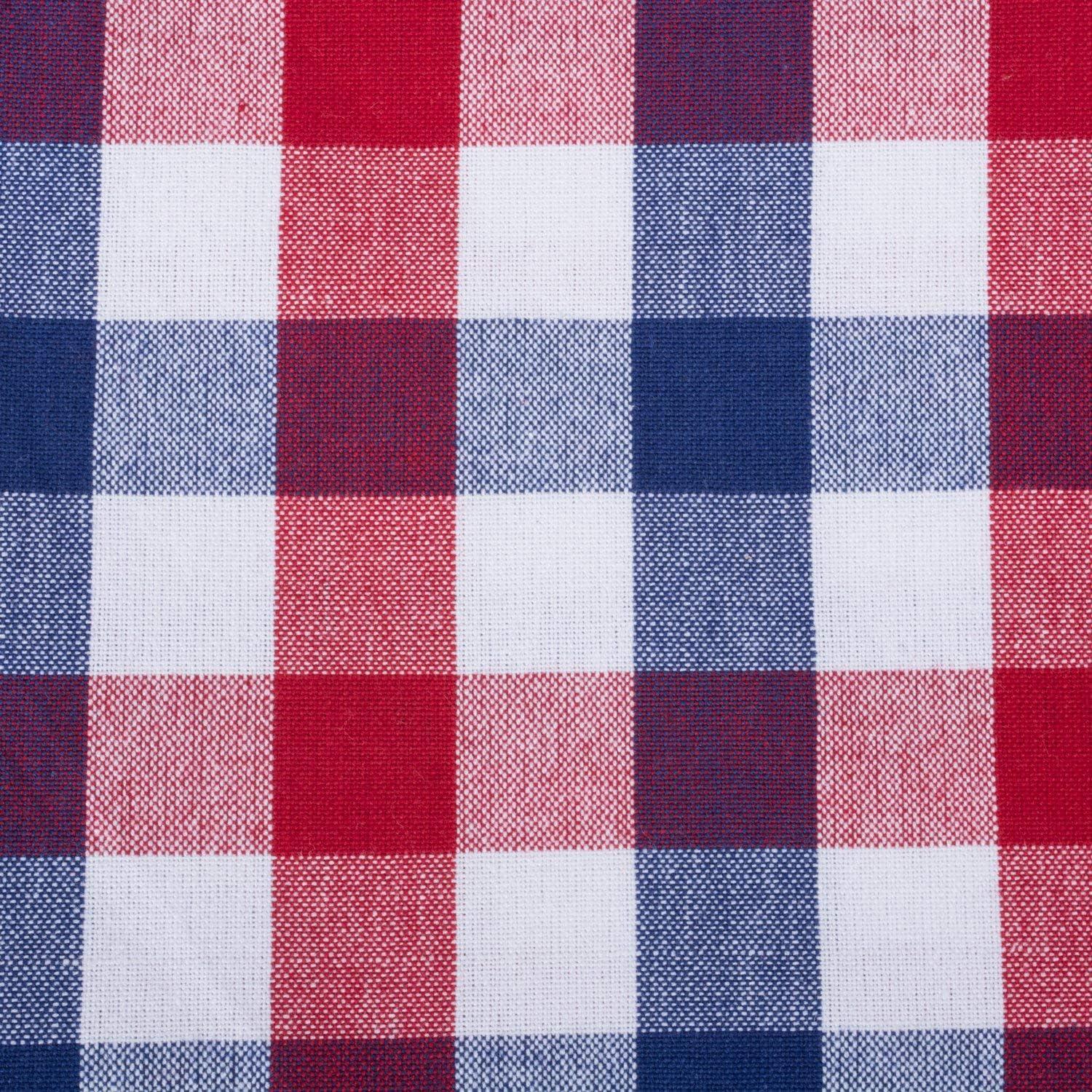 Patriotic Red and Blue Check 70" Round Cotton Tablecloth