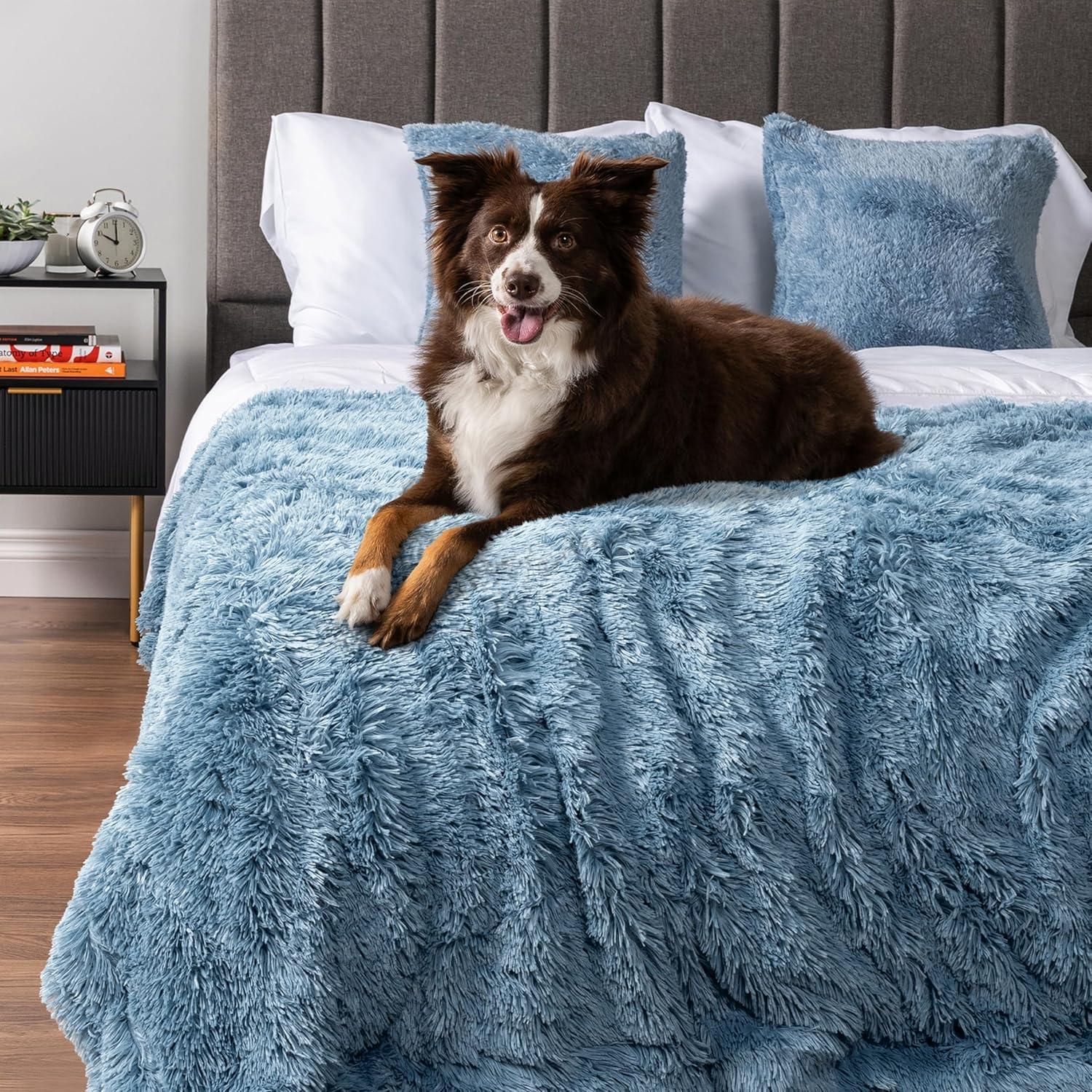 Medium Dusty Blue Waterproof Sherpa Fleece Pet Blanket