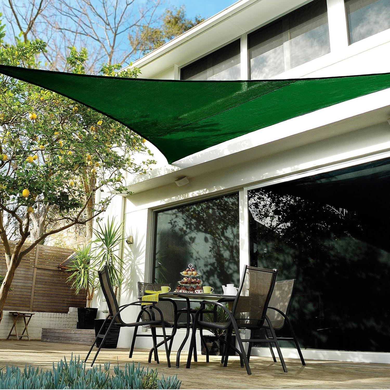 Coolaroo Coolhaven Outdoor Sun Shade Sail With Hardware Kit 95% UV Block Protection for Garden, Patio, Backyard, 18' Triangle, Sapphire