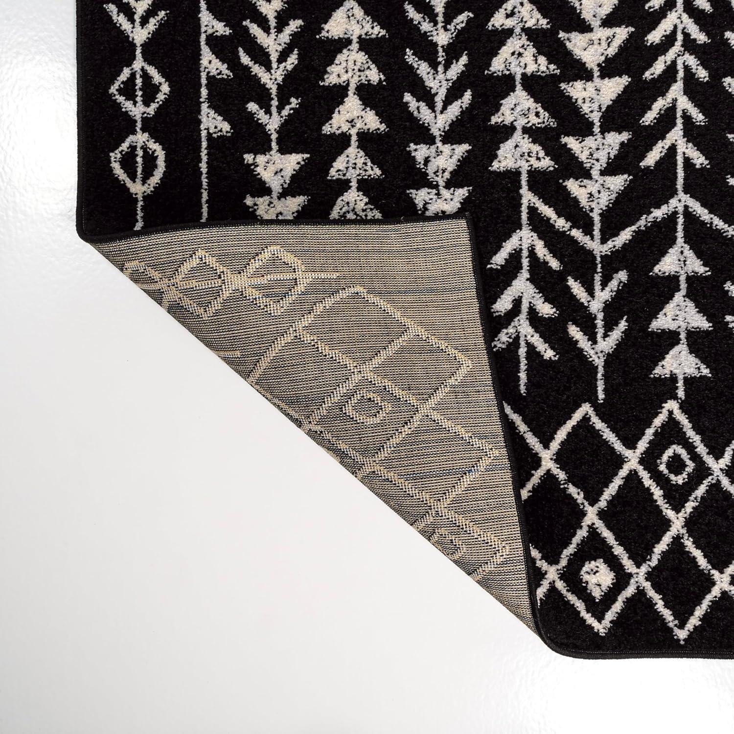 JONATHAN Y Ziri Moroccan Geometric Black/Cream 3 ft. x 5 ft. Area Rug