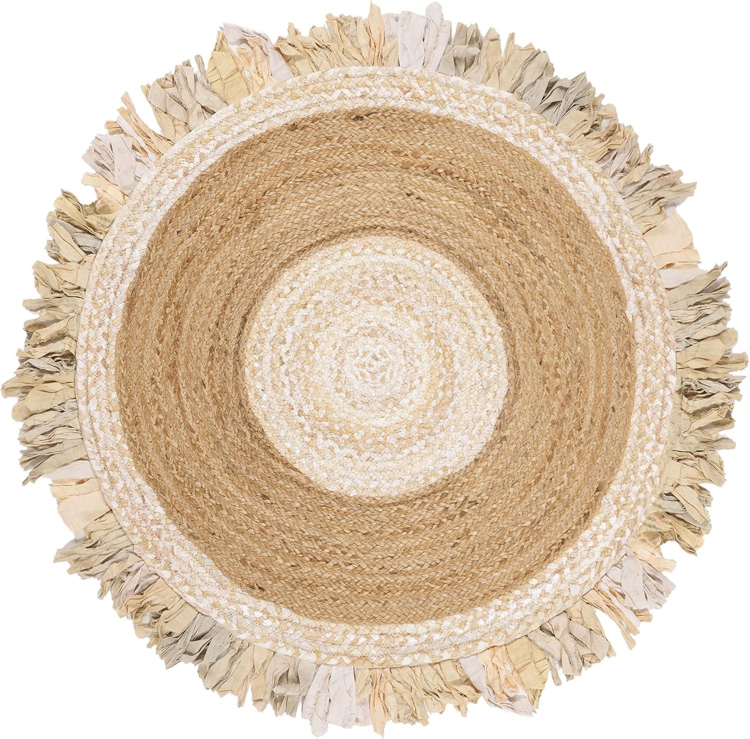 Cape Cod Handmade Beige Natural Round Cotton & Jute Rug 10'