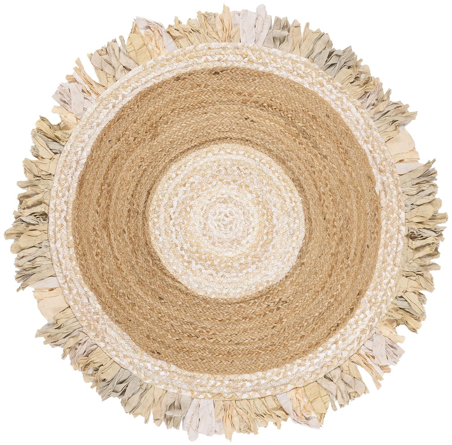 Cape Cod Handmade Beige Natural Round Cotton & Jute Rug 10'
