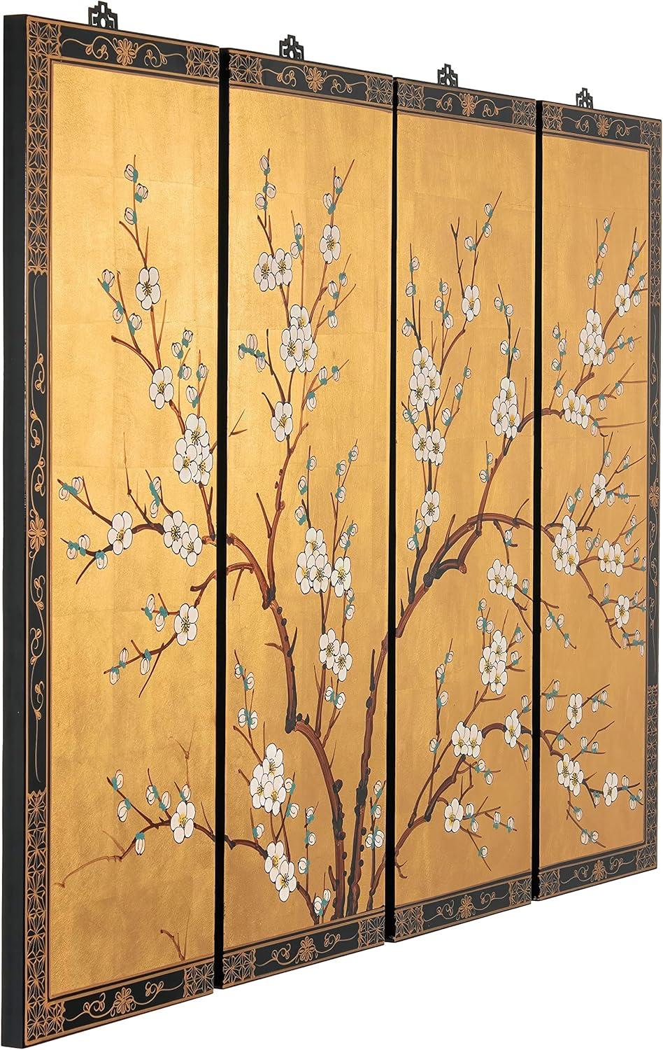 Oriental Furniture Cherry Blossom 36" H x 12" W 4 - Piece Wall Décor