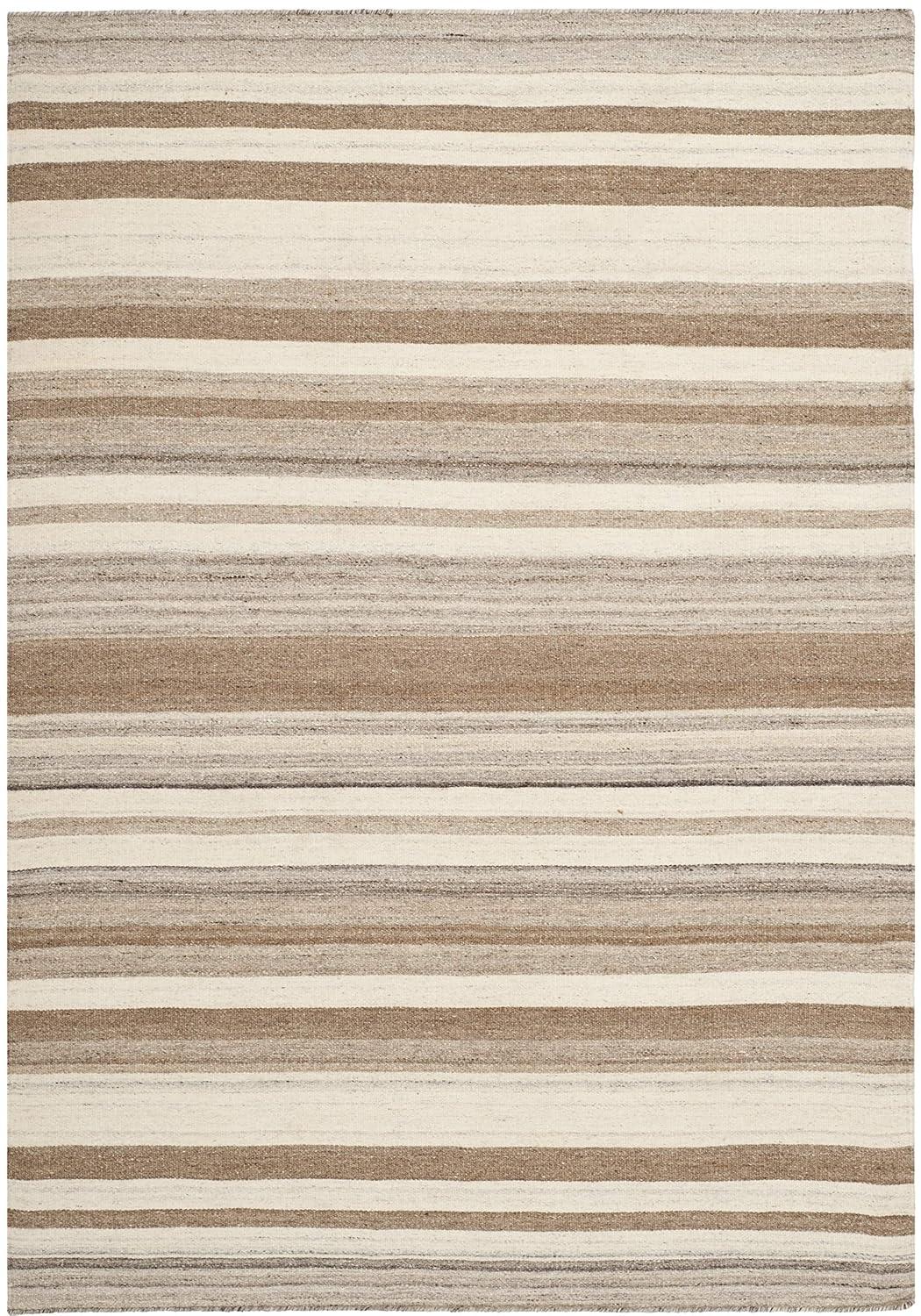 Dhurries DHU631 Hand Woven Flat Weave Area Rug Natural / Camel 4' X 6' - Safavieh.