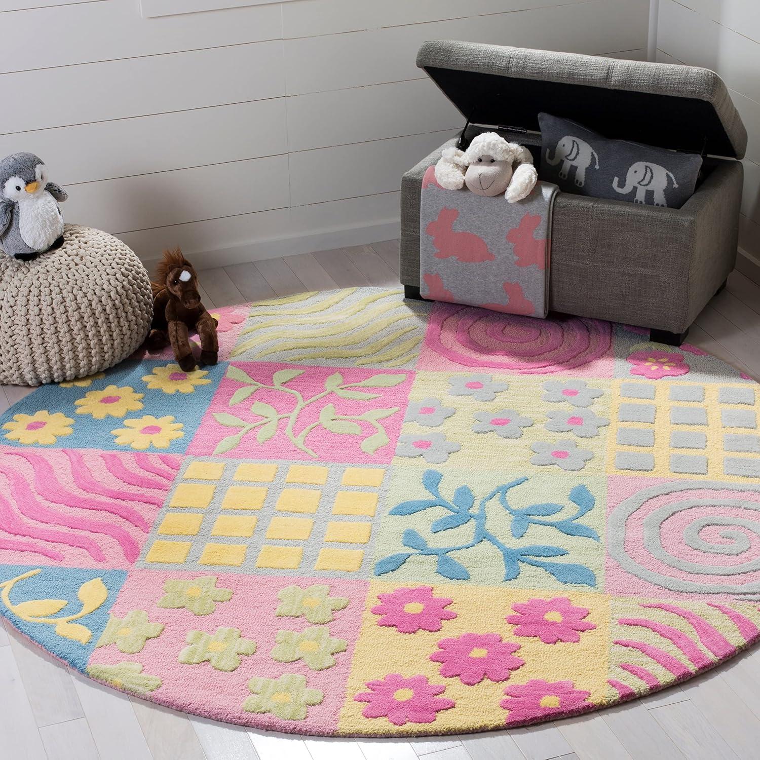 Handmade Tufted Wool-Viscose Kids Accent Rug - 3' x 5', Pink & Multi