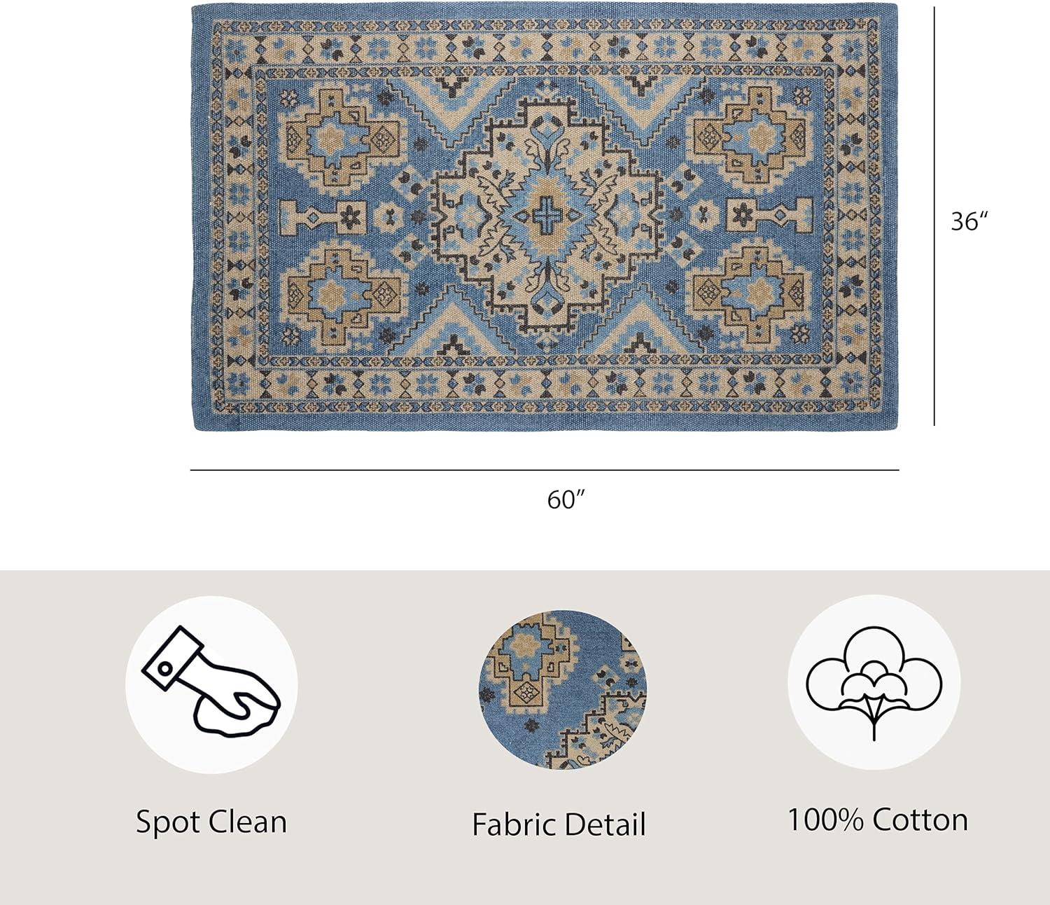 French Connection French Connection Oriental Flatweave Cotton Blue Area Rug
