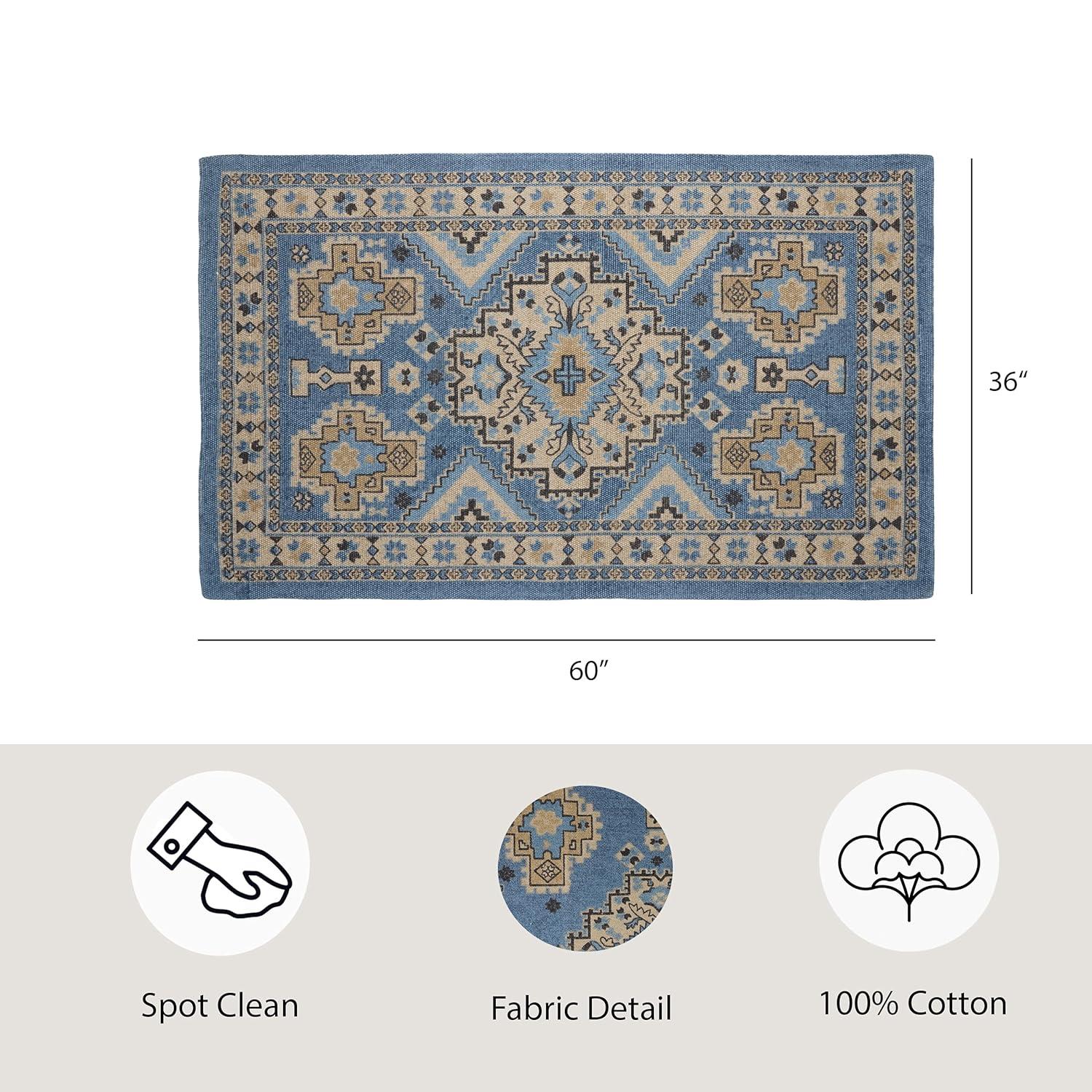French Connection French Connection Oriental Flatweave Cotton Blue Area Rug