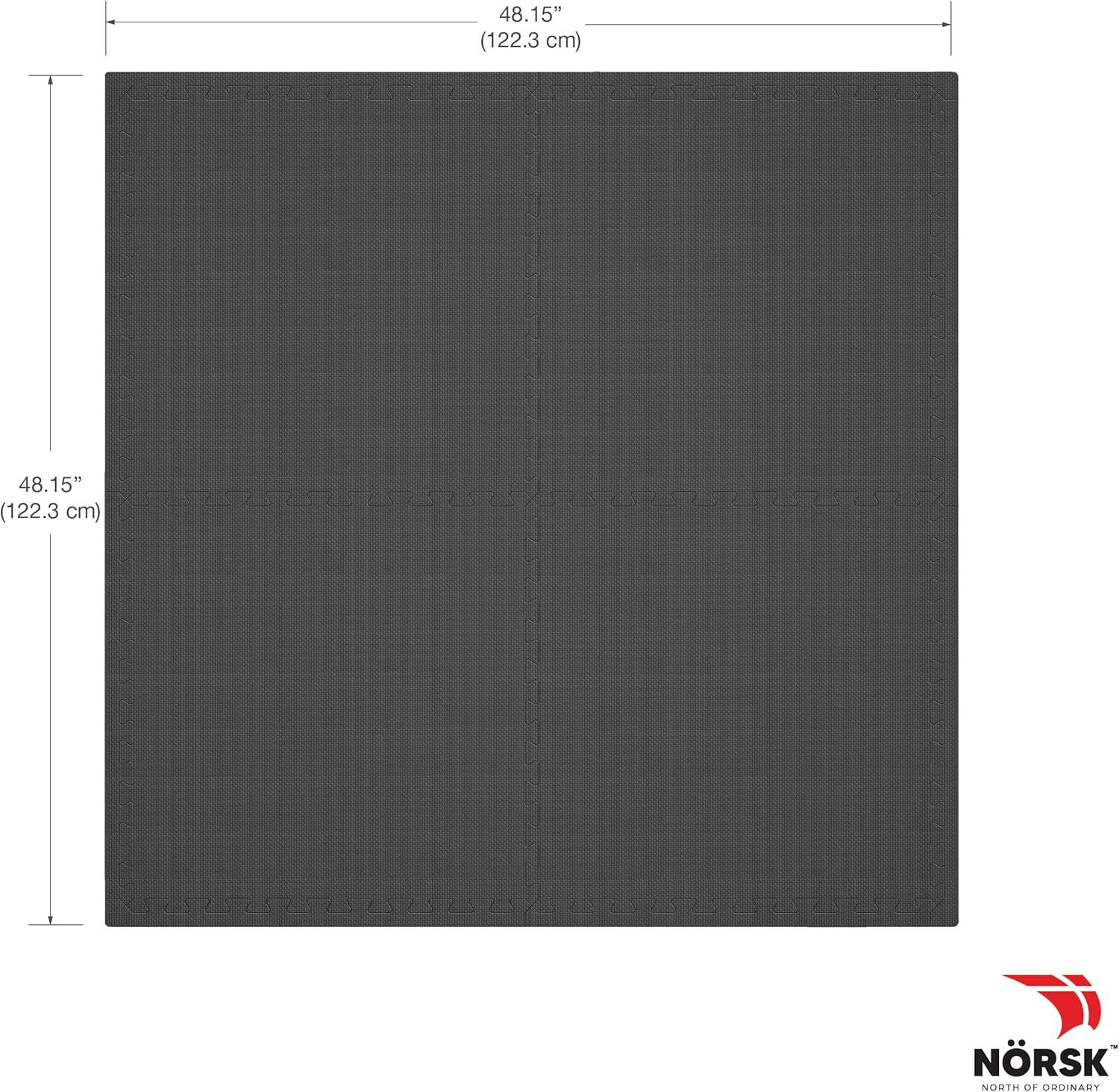 Gray and Black EVA Foam Interlocking Exercise Mats, 24" x 24"