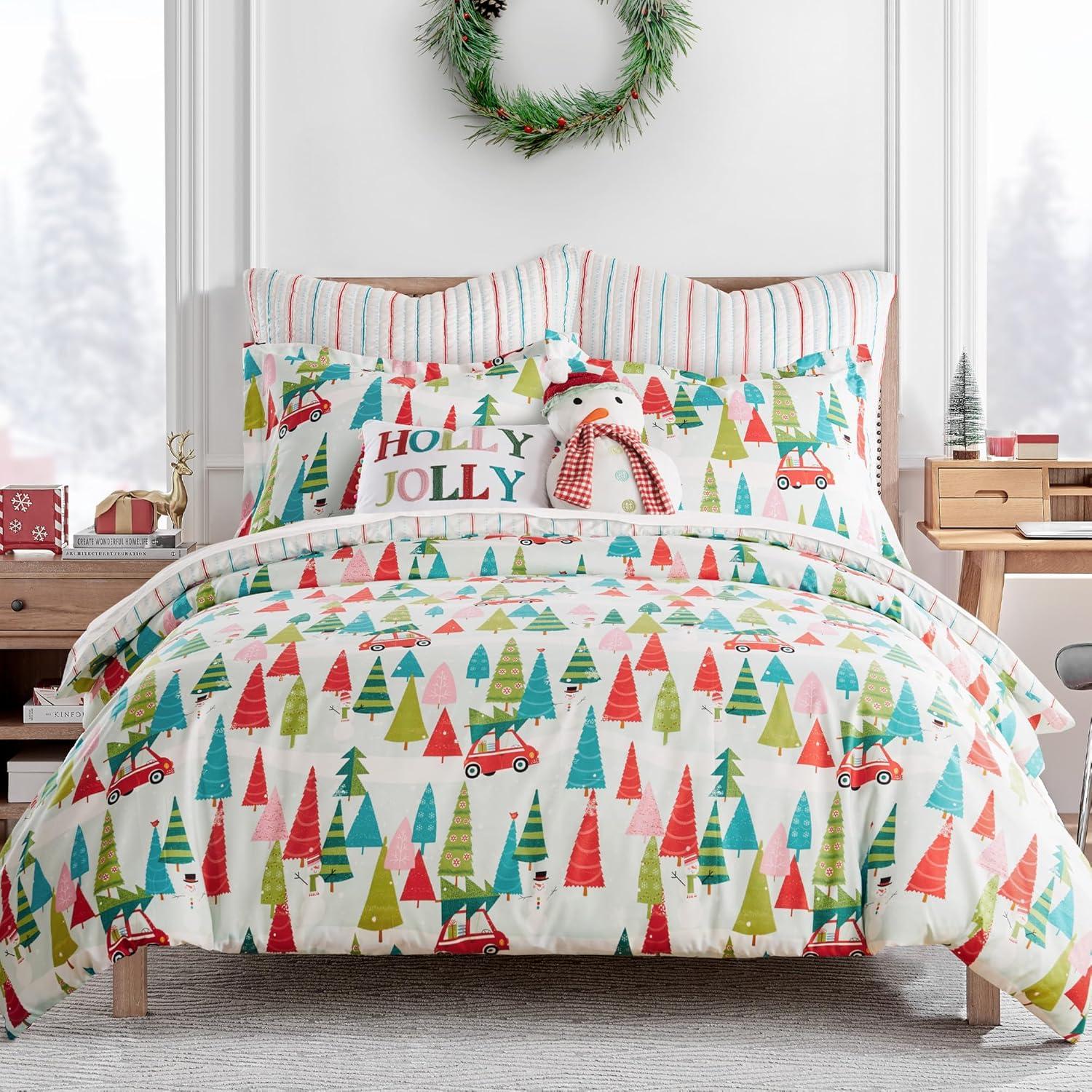 Holly Jolly Multicolor Twin/Twin XL Christmas Duvet Cover Set