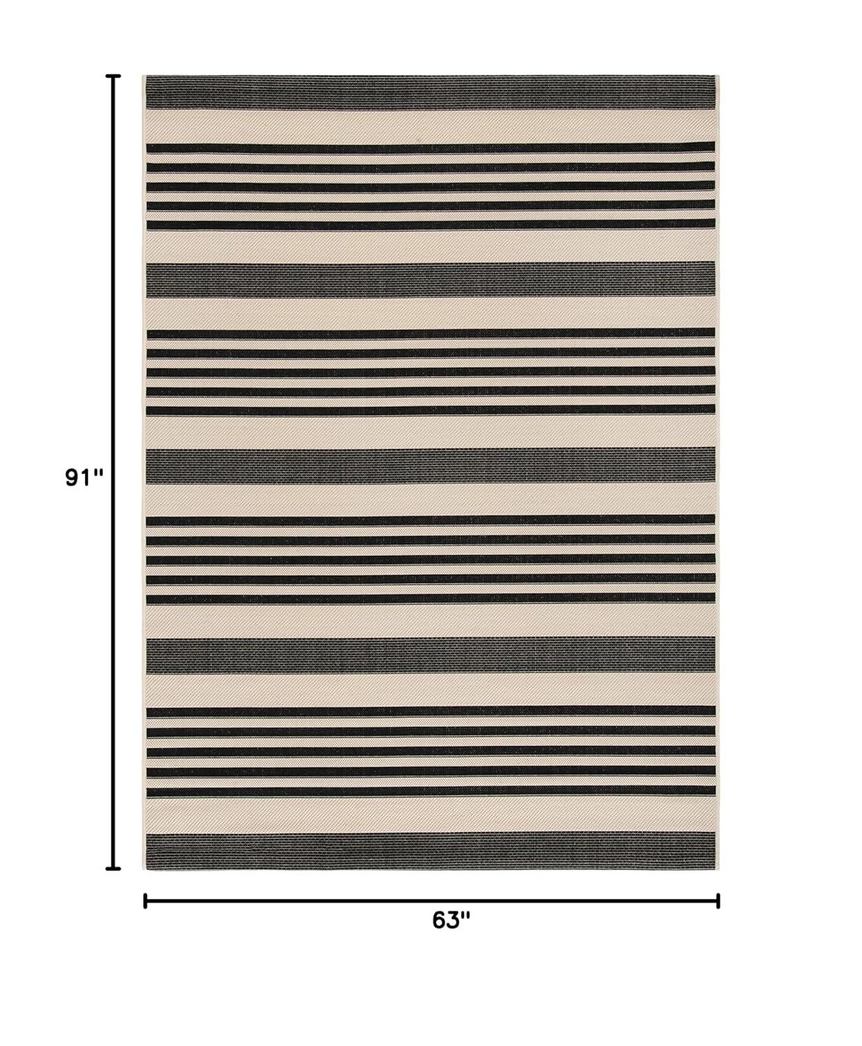 Courtyard CY6062 Power Loomed Indoor/Outdoor Area Rug - Black/Bone - 5'3"x7'7" - Safavieh.