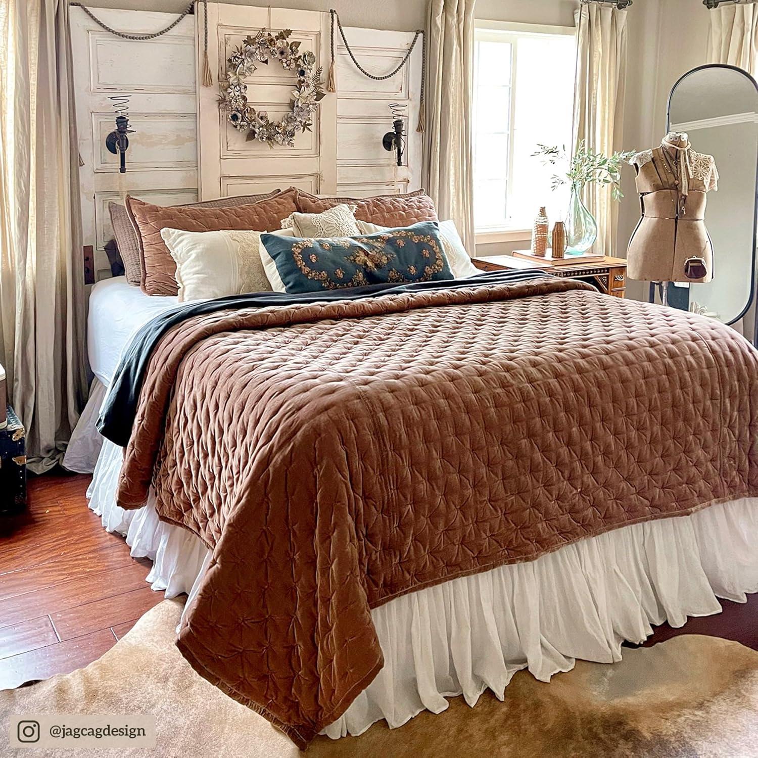 HiEnd Accents Stella Faux Silk Velvet Classic Chic Modern Rustic Romantic Western 1 Piece Quilt