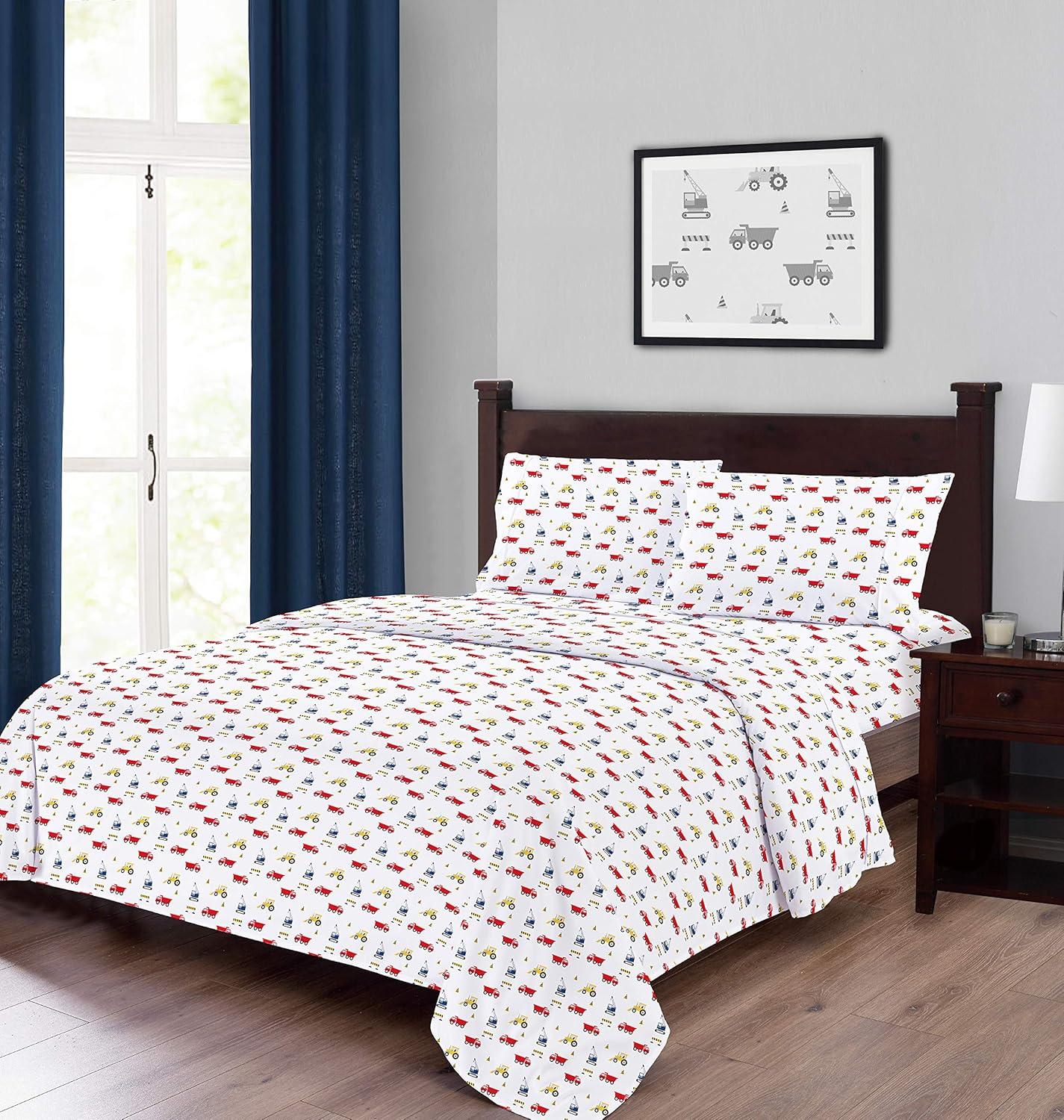 Softan Kids Bed Sheet Set, Girls Twin Size Sheets, Microfiber Fitted Sheet and Pillowcase, Breathable and Silky Soft, 3 Piece Castle Princess Printed Twin Bed Sheet