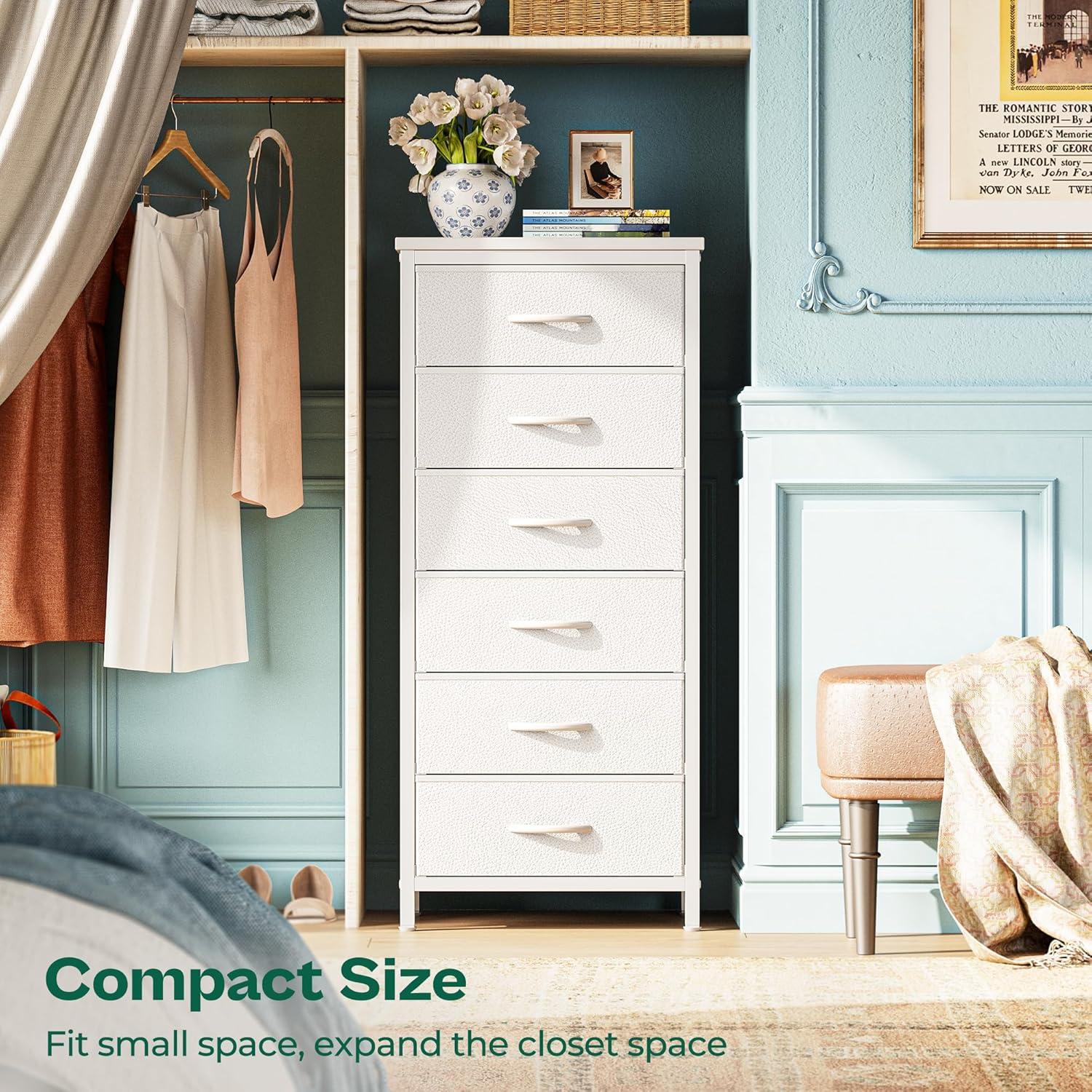 6 Drawer Dresser for Bedroom, Tall Dresser & Chests of Drawers, Fabric Dresser for Closet