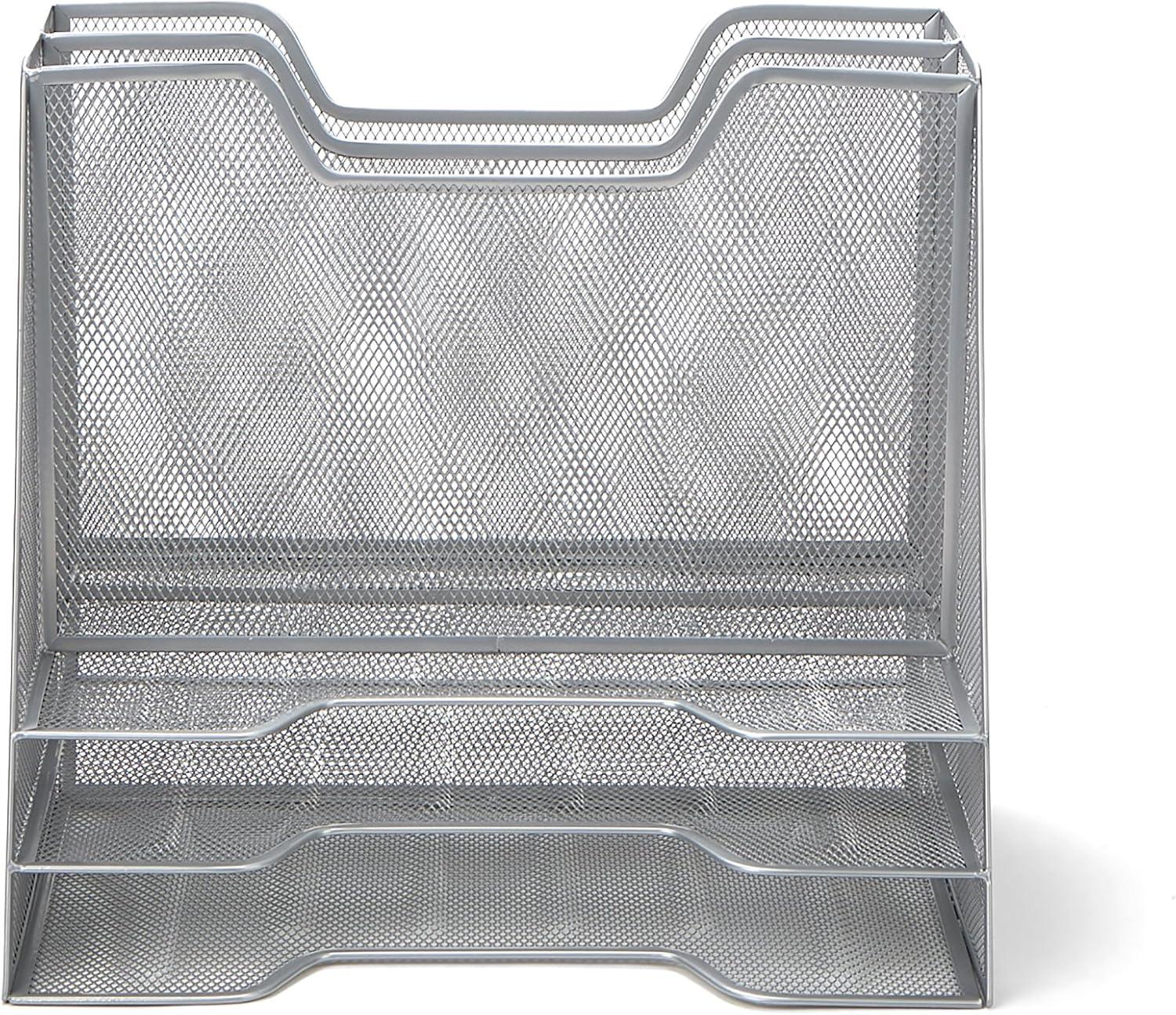 Mind Reader Mind Reader Desktop Organizer, Vertical File Holder, Paper Trays, Office, Metal Mesh, 12.5"L x 11.5"W x 9.5"H