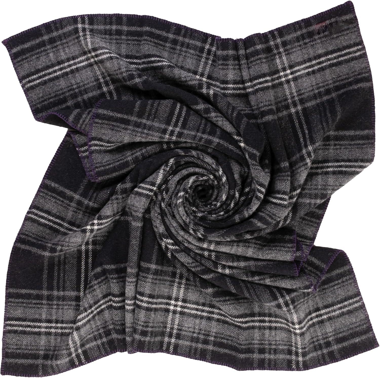 Extra-Large Black and Gray Wool Tartan Throw Blanket