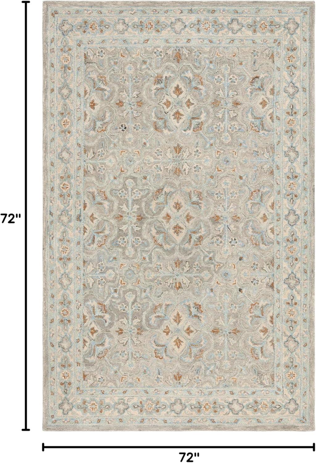 Ivory Hand-Tufted Wool Square Rug, 6' x 6'