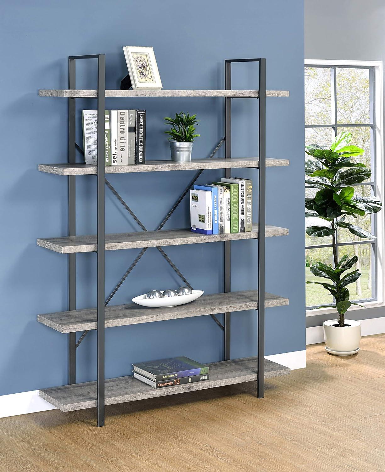 70" Cole 5 Shelf Bookcase with Frame - Coaster