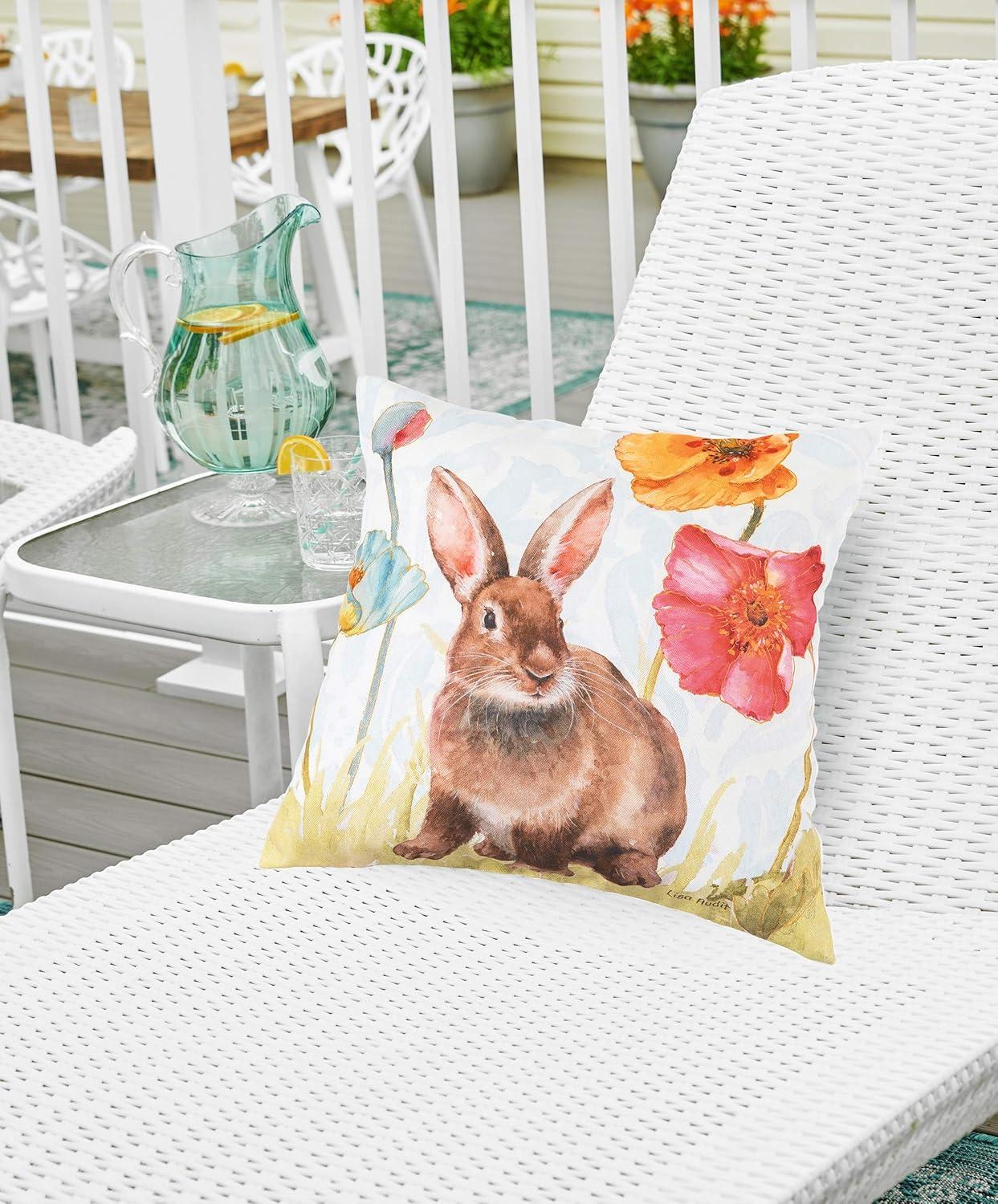 C&F Home 18" x 18" Sitting Bunny Easter Spring Themed Indoor/Outdoor Accent Throw Pillow