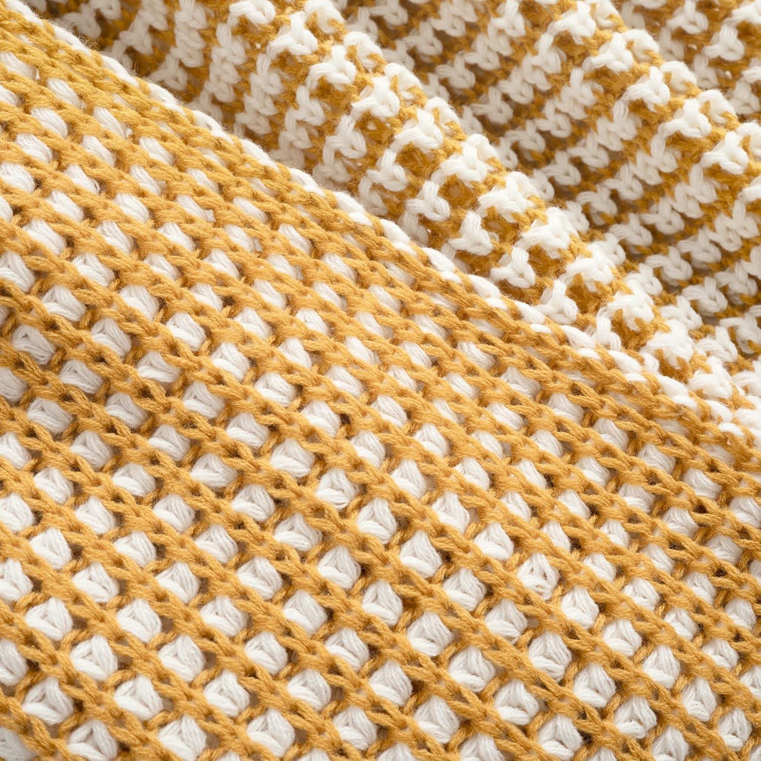 Chic And Soft Knitted Throw Yellow Single 50x60