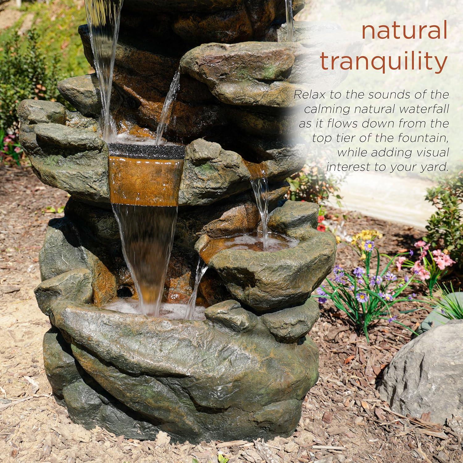 Alpine Corporation 6-Tier Amazonian Water Fountain with LED Lights