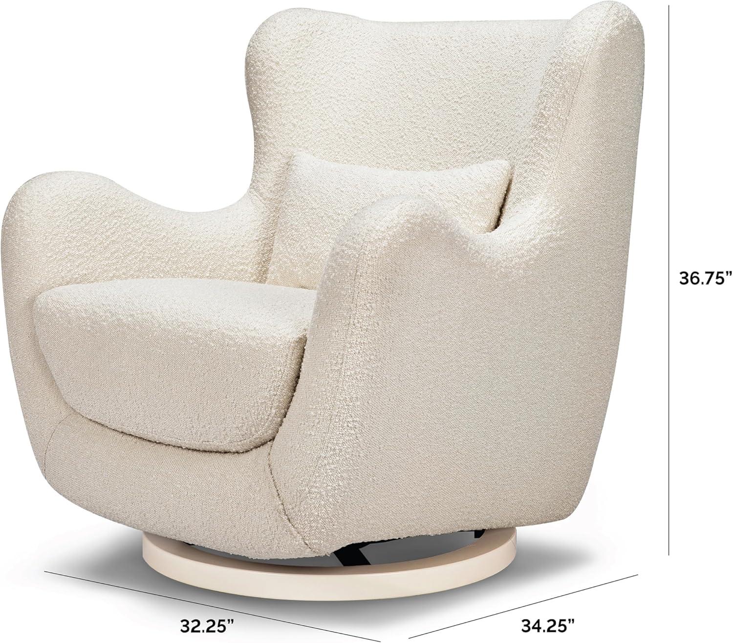 Babyletto x Nursery Works Solstice Ivory Boucle Nursery Glider Chair with Ivory Wood Base