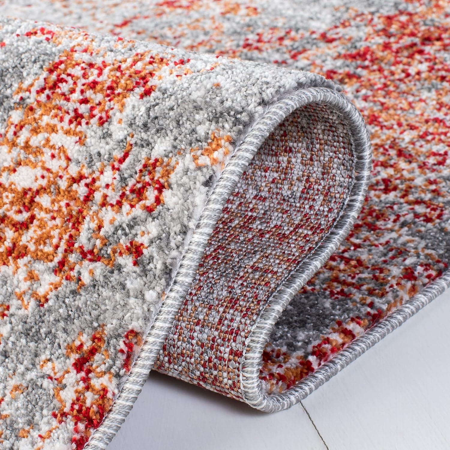 Aston ASN710 Power Loomed Area Rug - Red/Grey - 8'x10' - Safavieh.