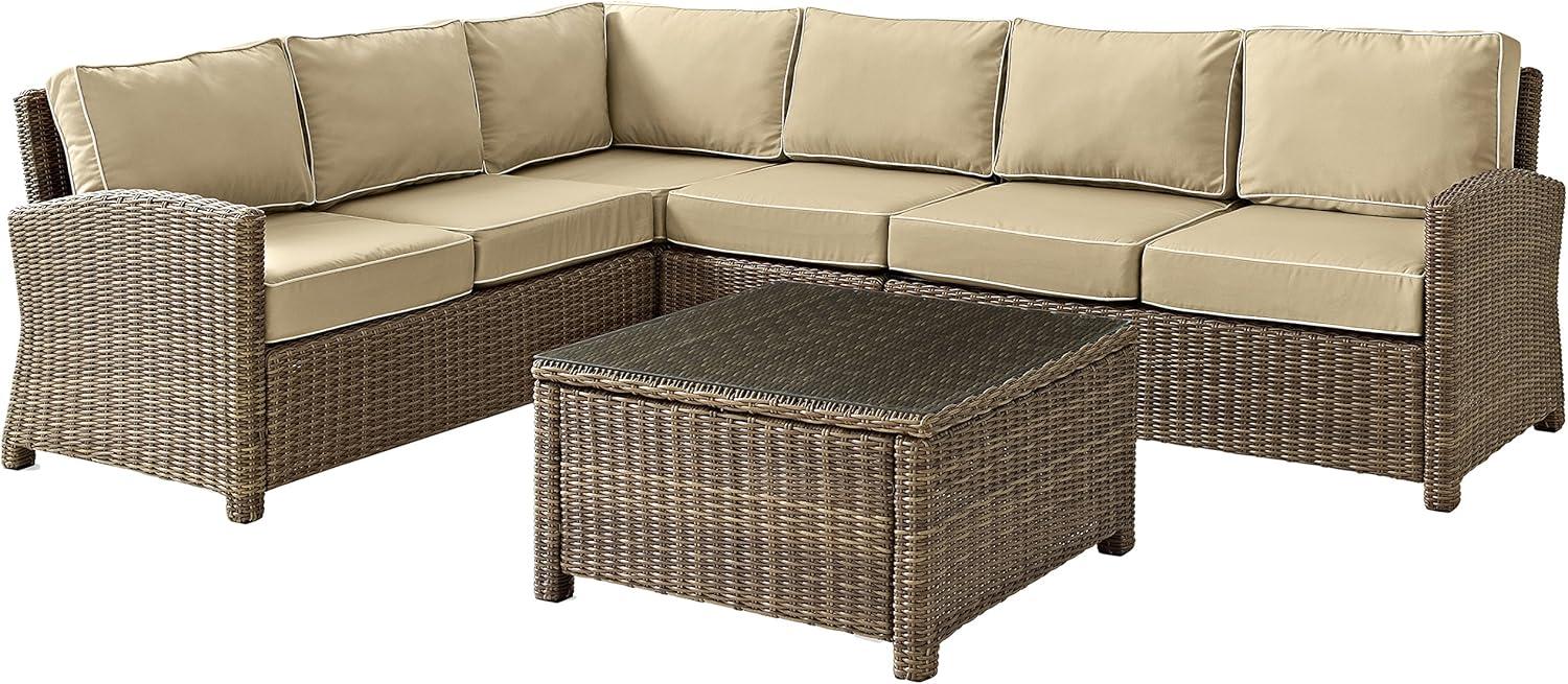 Crosley Furniture Bradenton 5 PC Fabric Patio Sectional Set in Weathered Sand