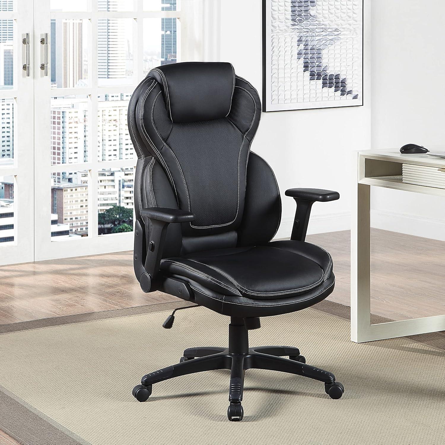 Executive High Back Black Bonded Leather Office Chair