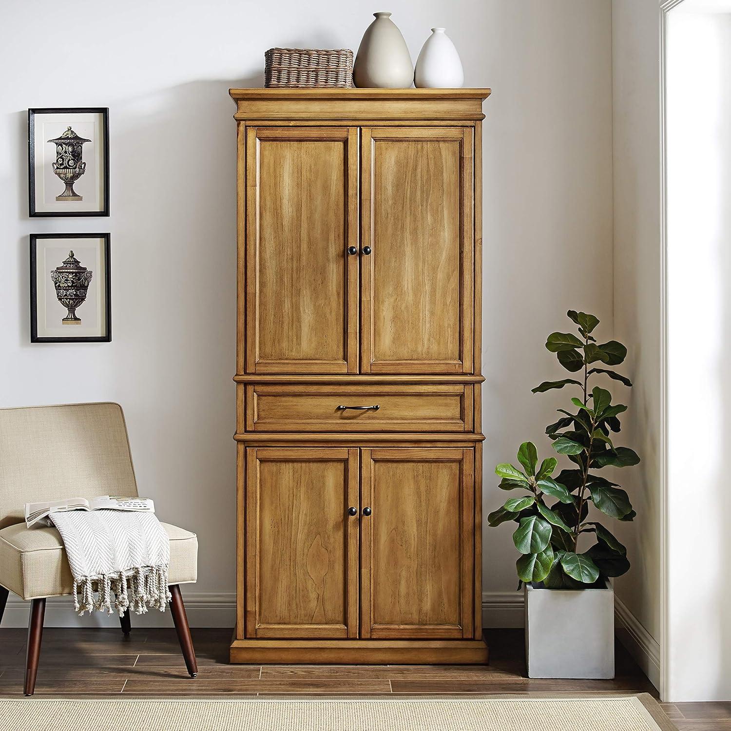 Parsons Pantry Storage Wood/Mahogany - Crosley: Adjustable Shelving, Drawer, Traditional Style