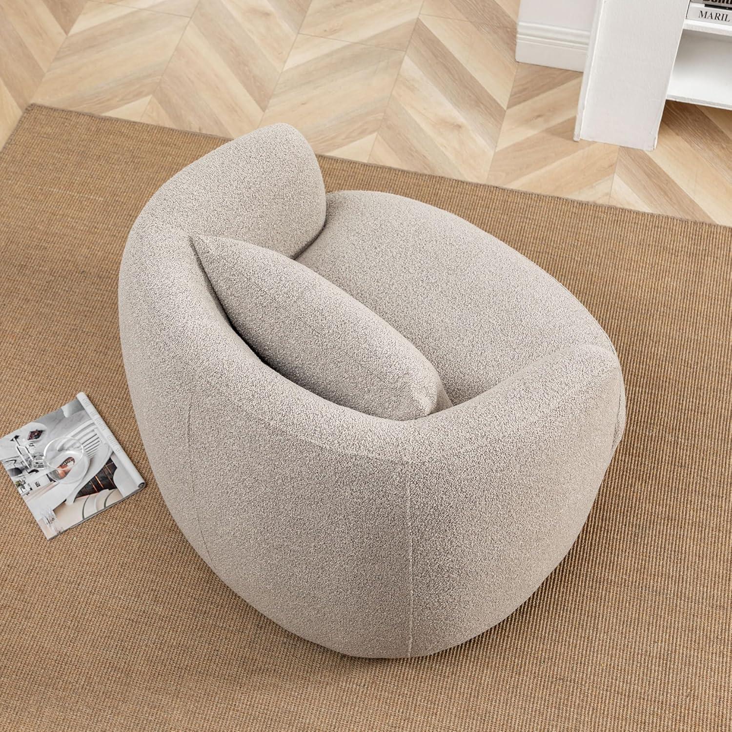 Boucle Upholstered Swivel Armchair - Kinwell