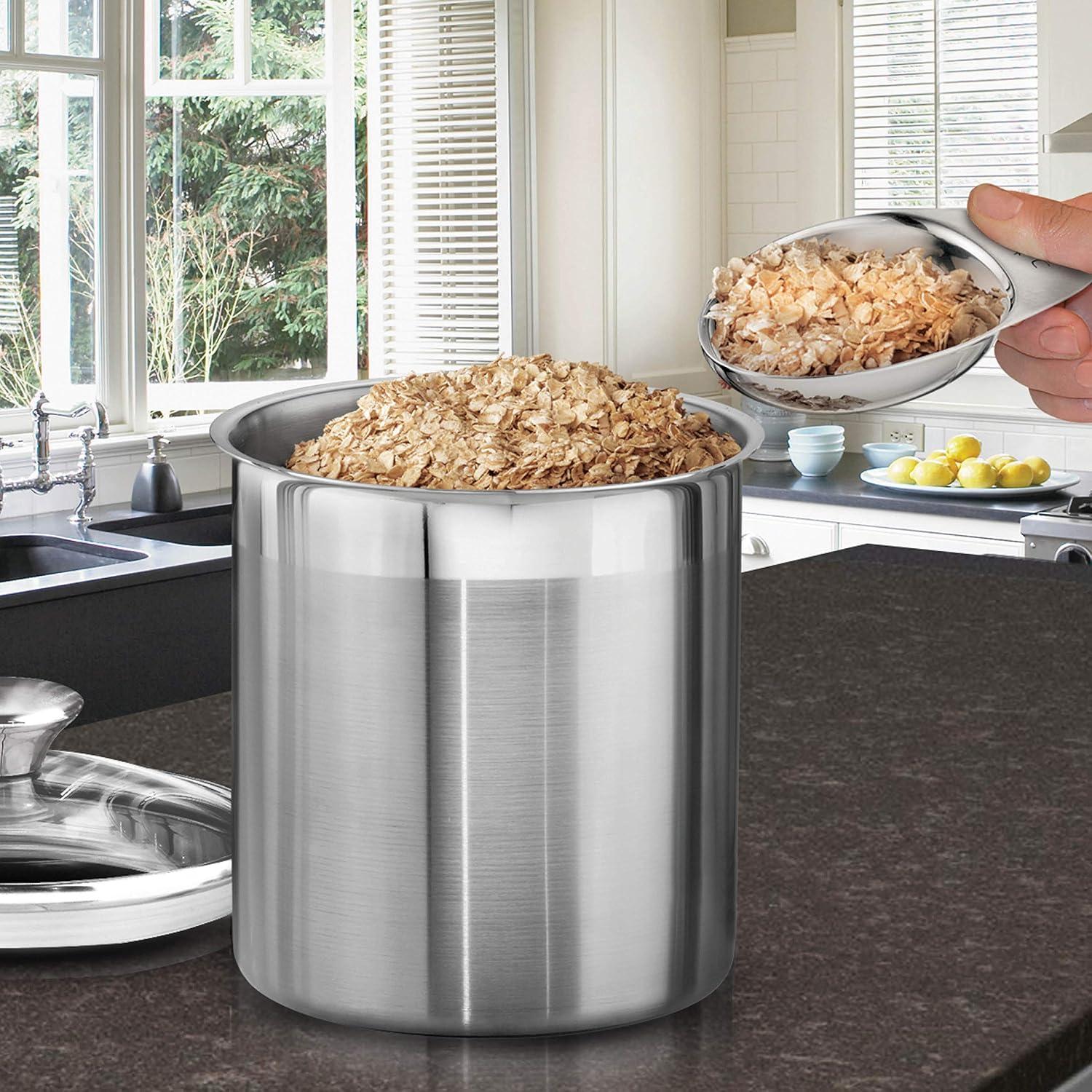 Stainless Steel 8-Piece Canister and Scoop Set with Glass Lids