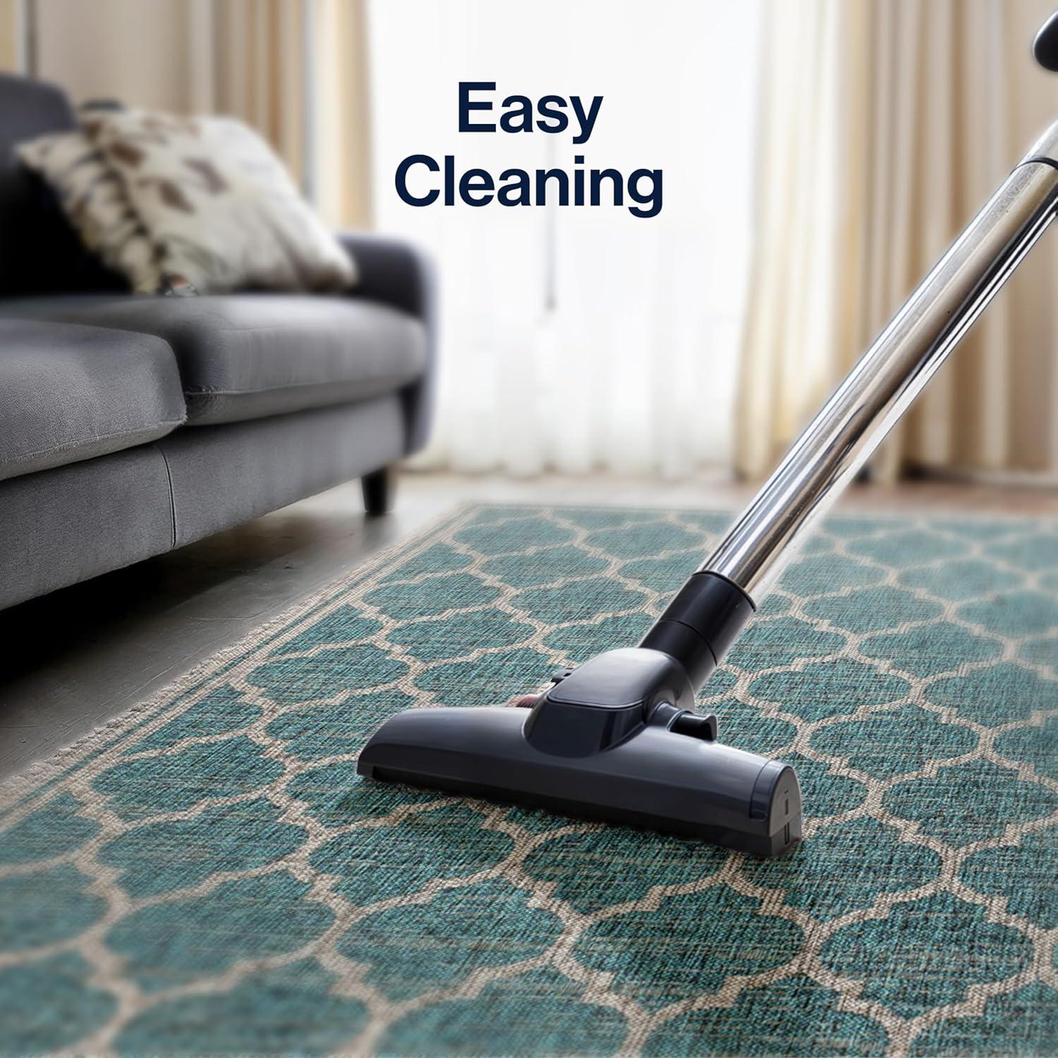 3'x5' Trebol Moroccan Trellis Textured Weave Indoor/Outdoor Area Rug, Teal/Gray - JONATHAN Y