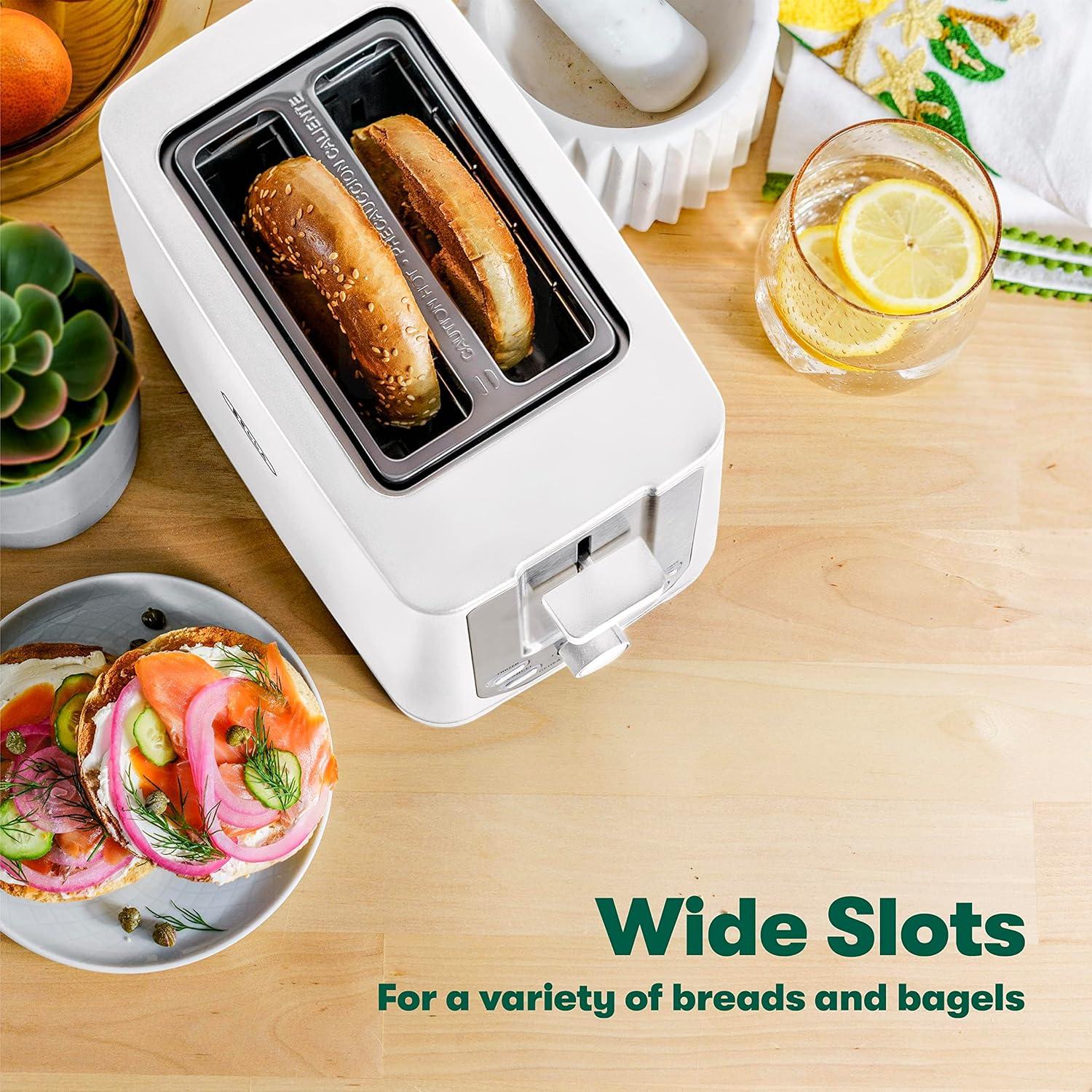 2-Slice Toaster with Auto Shutoff - Extra-Wide Slot and Removable Crumb Tray plus Cancel, Defrost and Reheat Functions - Toast, Bagels and Waffles