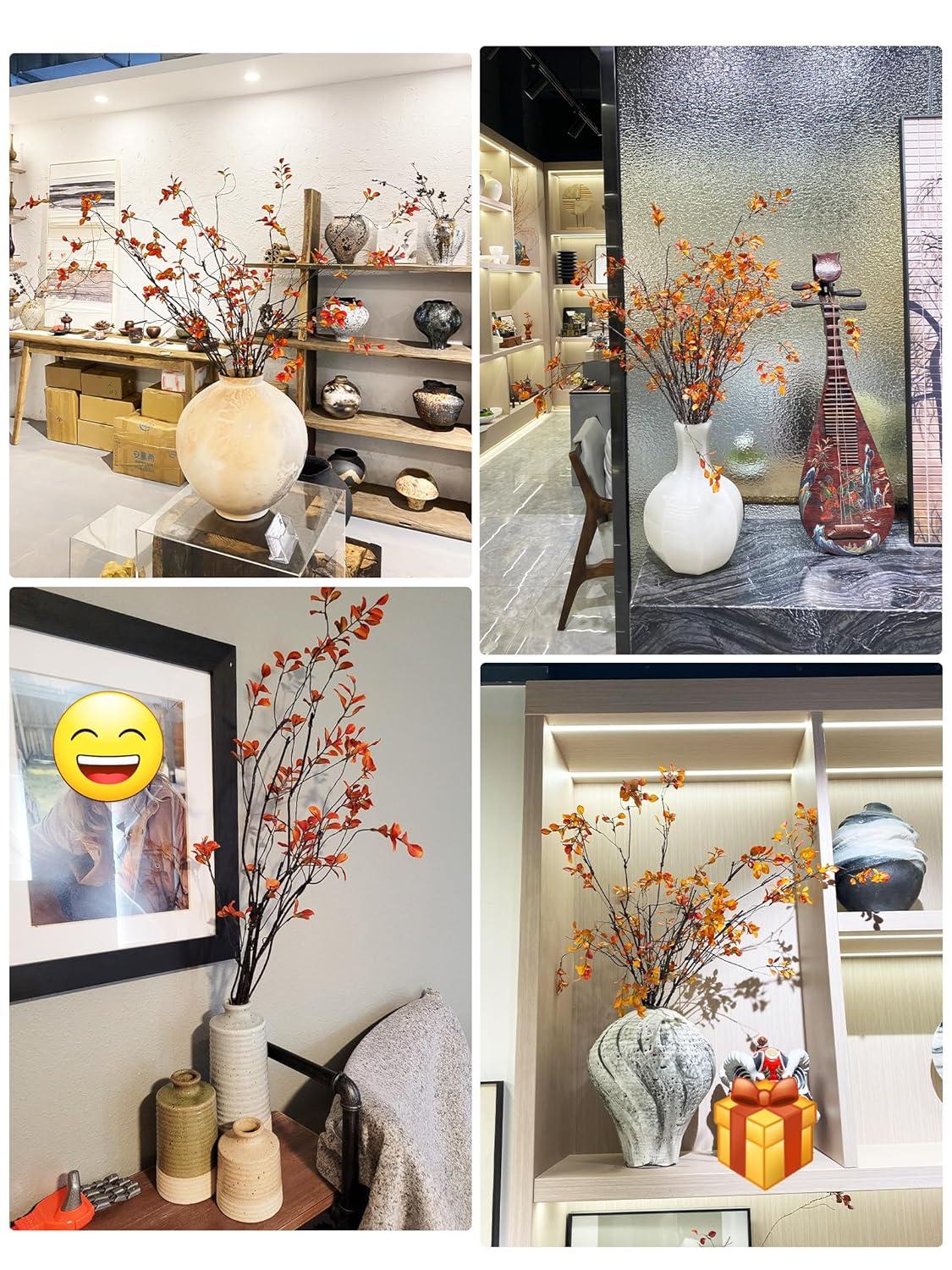 3pcs Artificial Ficus Branches - Lifelike Greenery for Vase | Faux Eucalyptus Banyan Twig Plants for Home, Wedding & Office Decor -