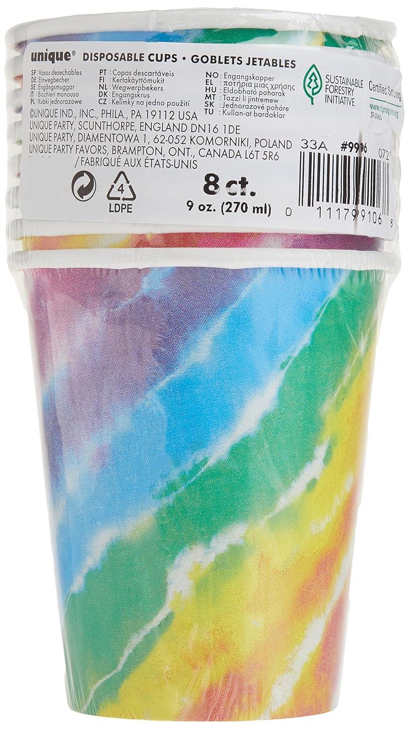 Unique Tie Dye Party Cups, 8ct, 9 oz, Multi