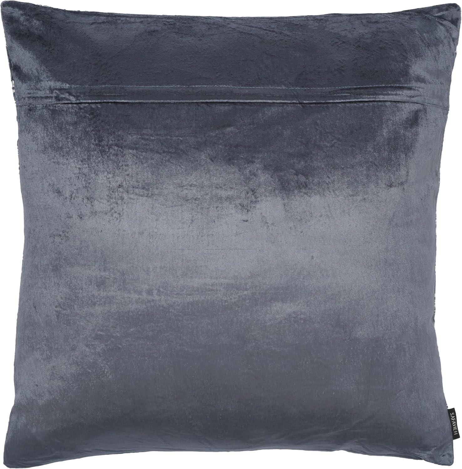 SAFAVIEH Edmee Abstract Pillow, 18" x 18", Midnight Blue/Silver