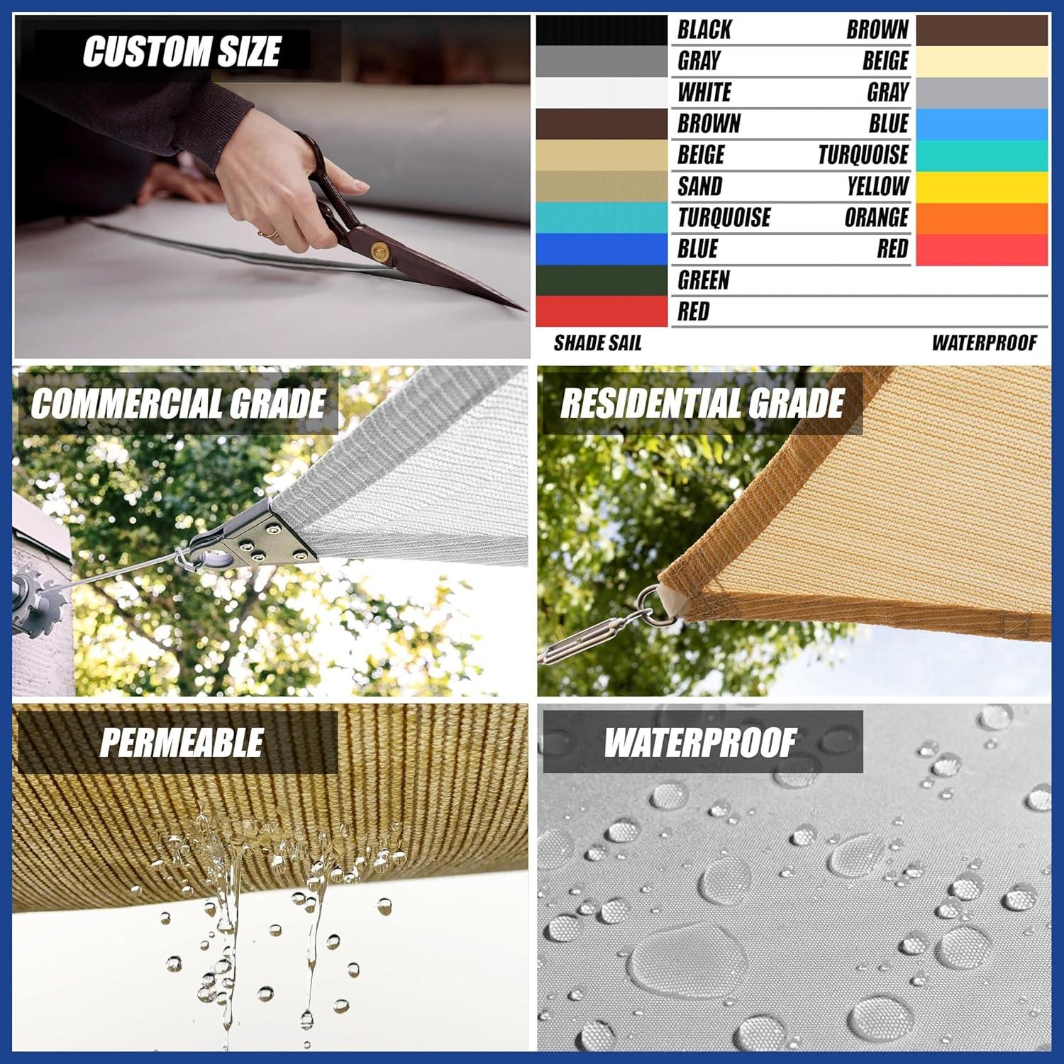 Royal Shade Royal shade Rectangle Shade Sail，95% UV Blockage, Heavy Duty, Water & Air Permeable