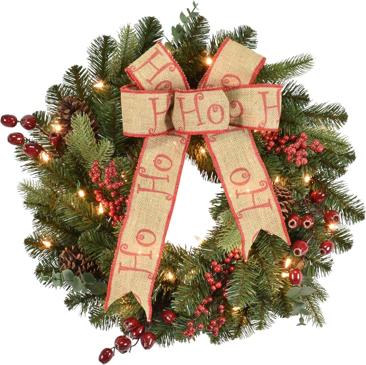 HXM 24" Pre-Lit Decorated Wreath