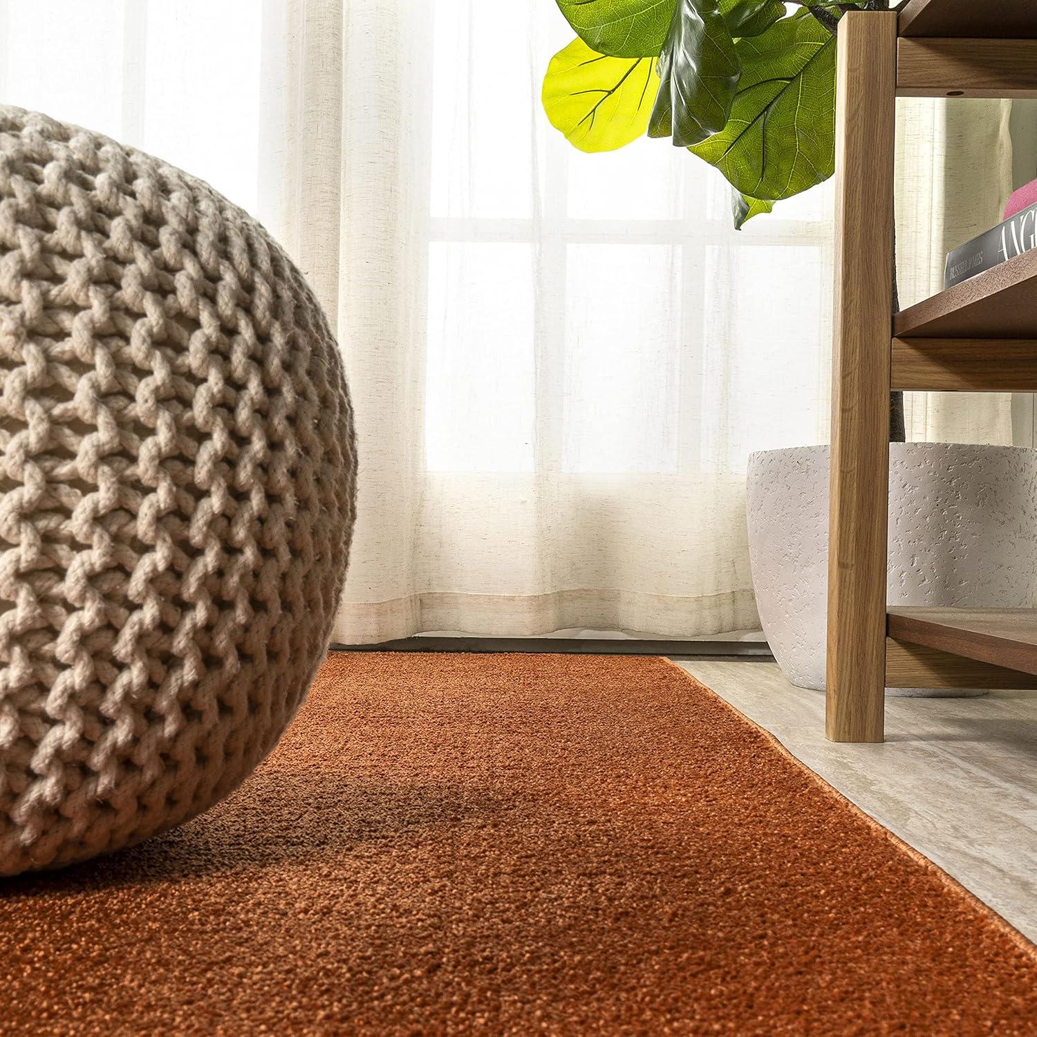 2'x10' Haze Solid Low-Pile Runner Rug, Orange - JONATHAN Y