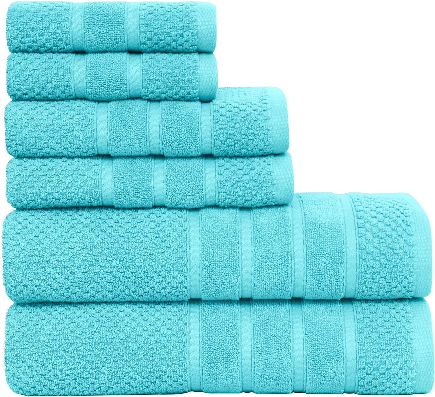Luxury Ringspun 625 GSM luxury 6-piece, 100% cotton- super-soft, highly absorbent & quick-dry bath towel set (2 PC - bath, hand & washcloth)  (Set of 6)
