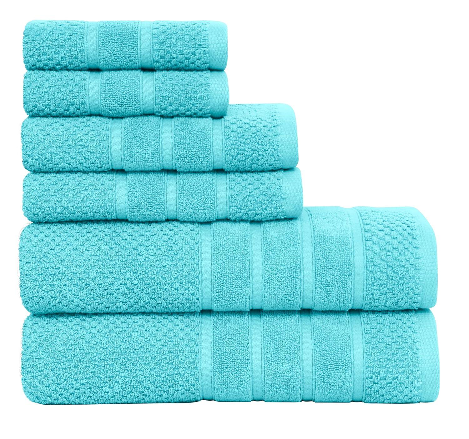 Luxury Ringspun 625 GSM luxury 6-piece, 100% cotton- super-soft, highly absorbent & quick-dry bath towel set (2 PC - bath, hand & washcloth)  (Set of 6)