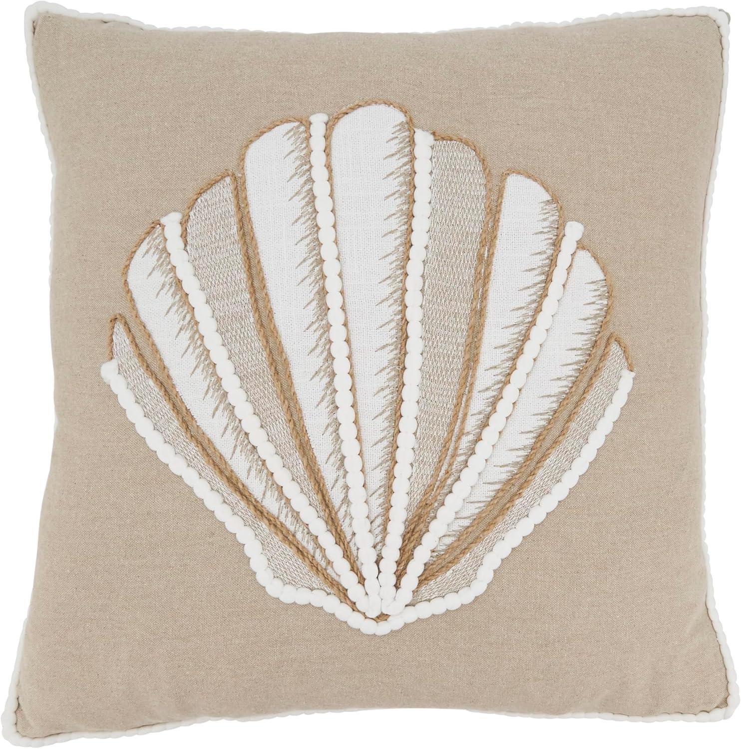 Saro Lifestyle Sandy Shore Seashell Throw Pillow Cover