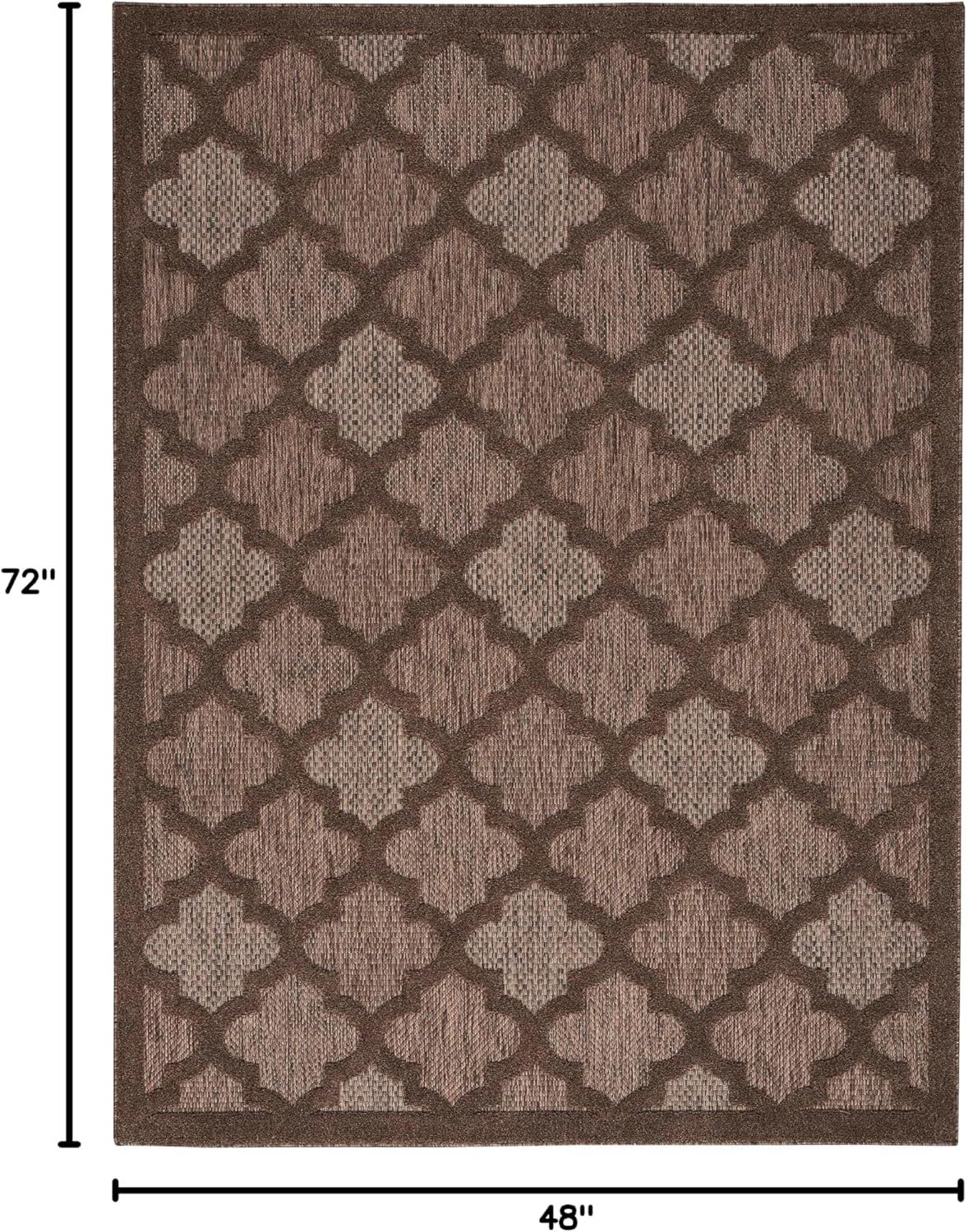 Nourison Easy Care 4' x 6' Brown Fabric Modern Area Rug (4' x 6')