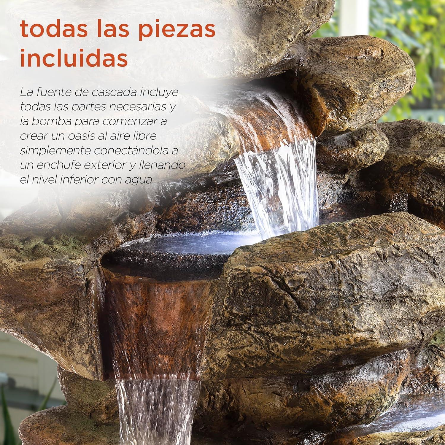 Alpine Corporation 6-Tier Amazonian Water Fountain with LED Lights