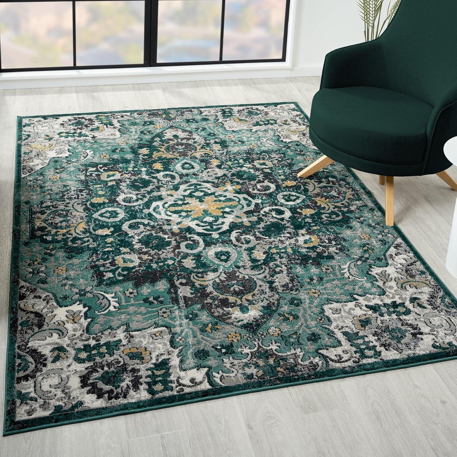 Luxe Weavers Moroccan Medallion Area Rug - Green 6x9